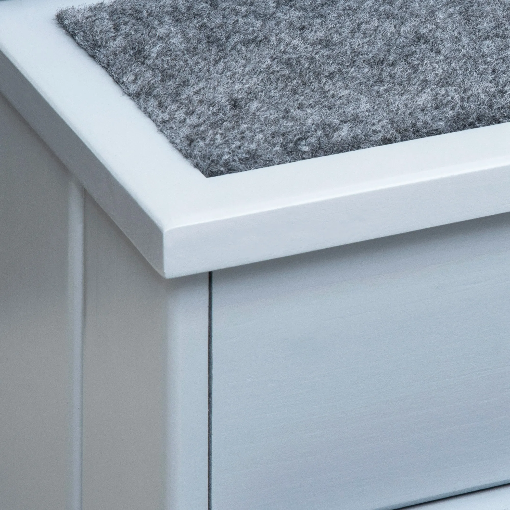 Hundetreppe mit Stauraum aus Tannenholz, 3 Stufen, Grau, 38 cm hoch