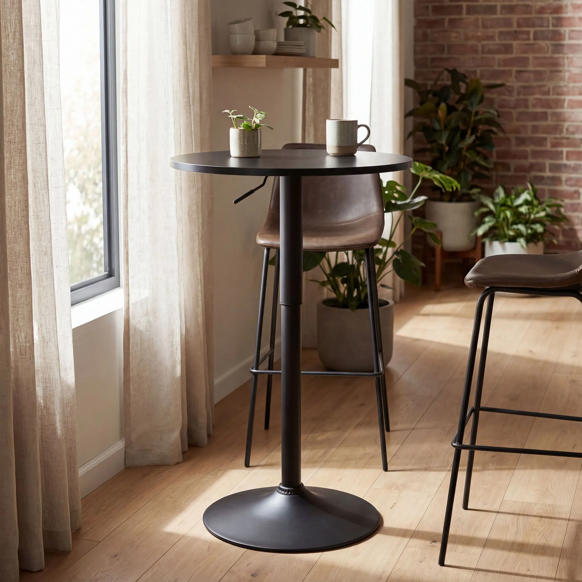 Stehtisch Lamoni 60x60x85 cm schwarz/schwarz Massivholz