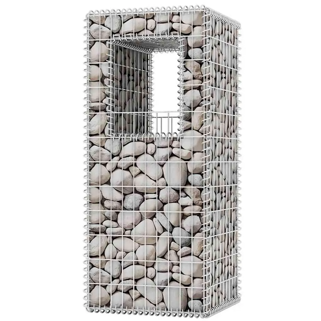 Steinkorb-Set Silber 50 x 50 x 120 cm aus verzinktem Stahl