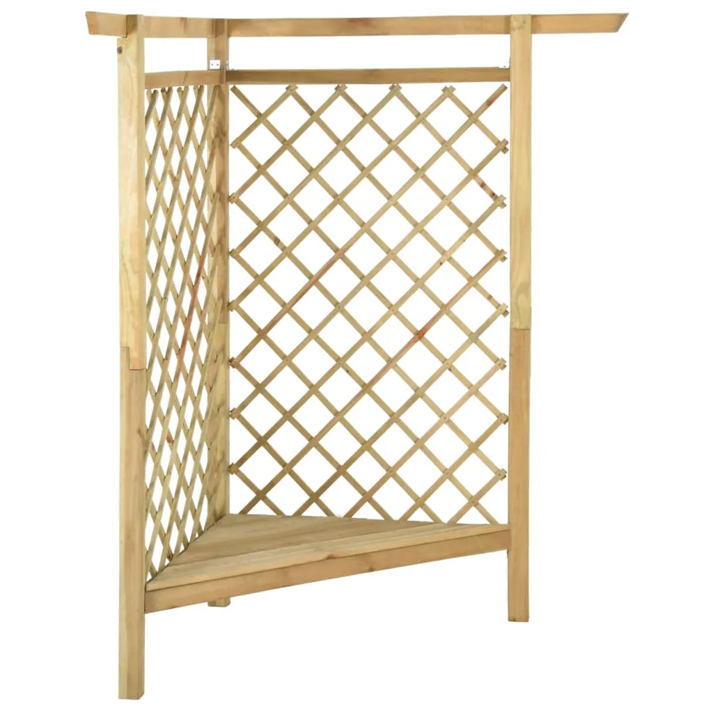 Holz-Eckpergola mit Sitzbank 166x81x174 cm grün imprägniert