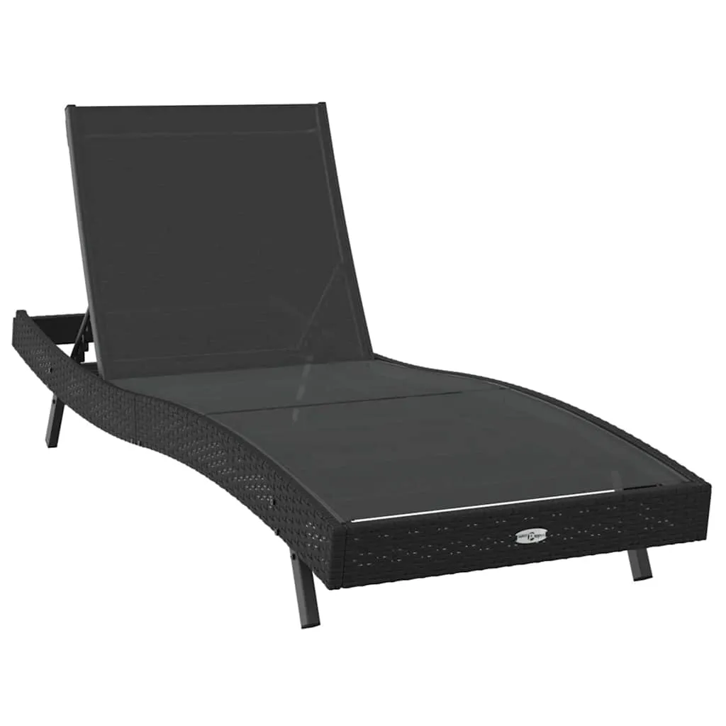 Sonnenliege mit Tisch 197x70x82 cm Schwarz Polyrattan