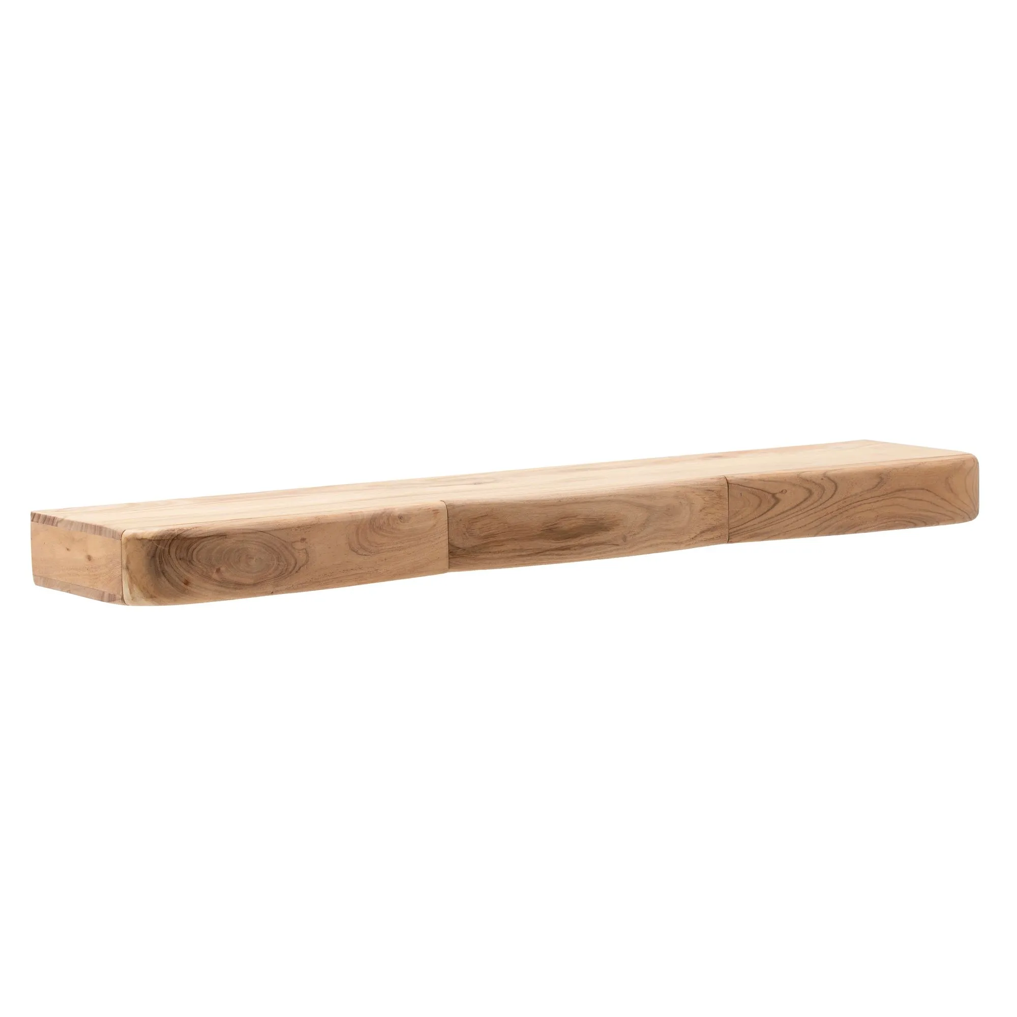 Wandregal Akazie Massivholz 120cm mit drei Schubladen - Design Regal für die Wand - Holz Wandboard mit Stauraum - Schwebendes Hängeregal aus Echtholz