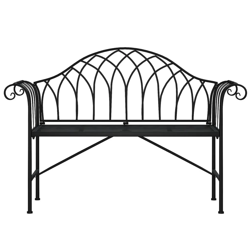 2-Sitzer Gartenbank Metall 128 x 44,5 x 88 cm Schwarz