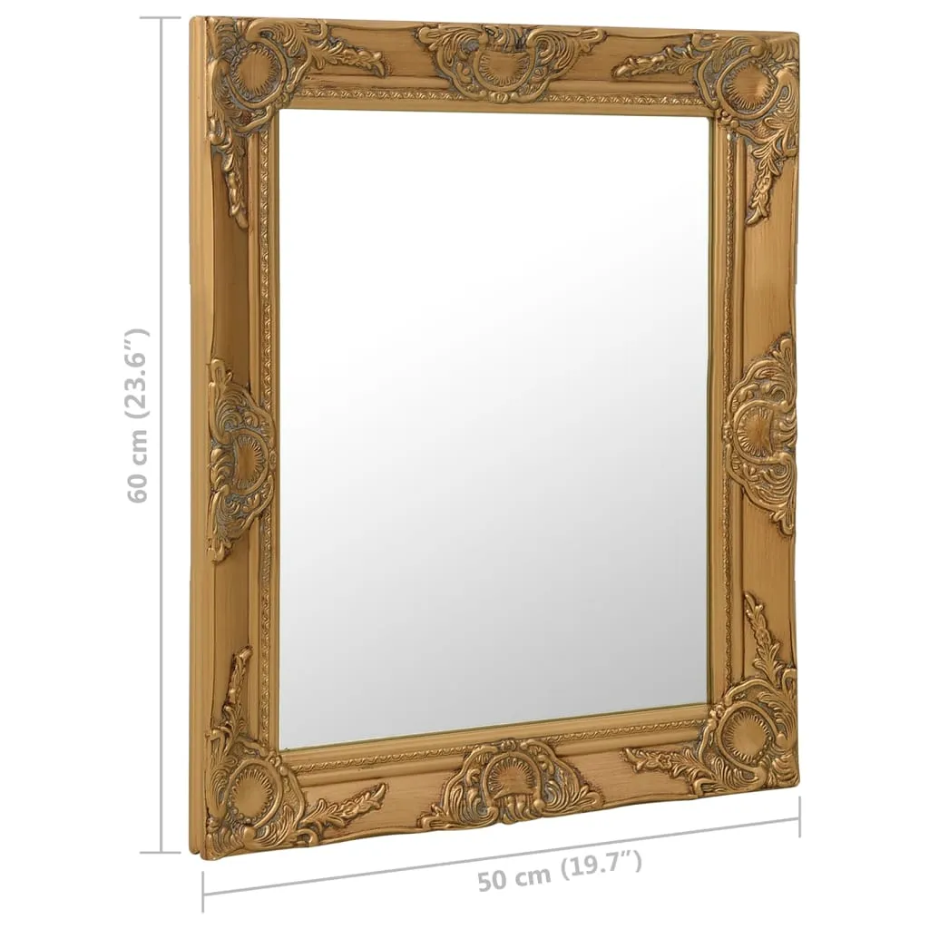 Wandspiegel Barock 50 x 60 cm Golden mit Massivholz Rahmen