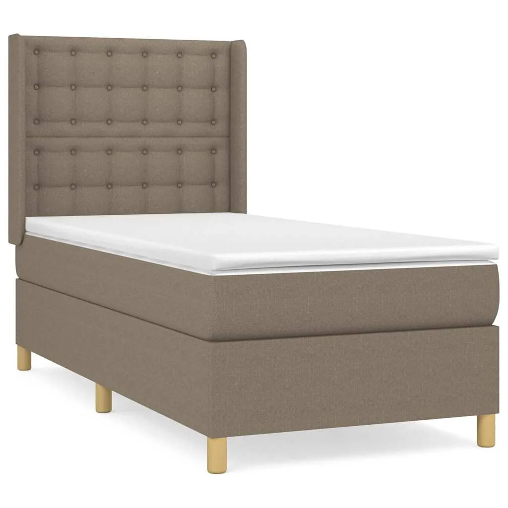 Boxspringbett mit Taschenfederkernmatratze, 90x200 cm, Taupe