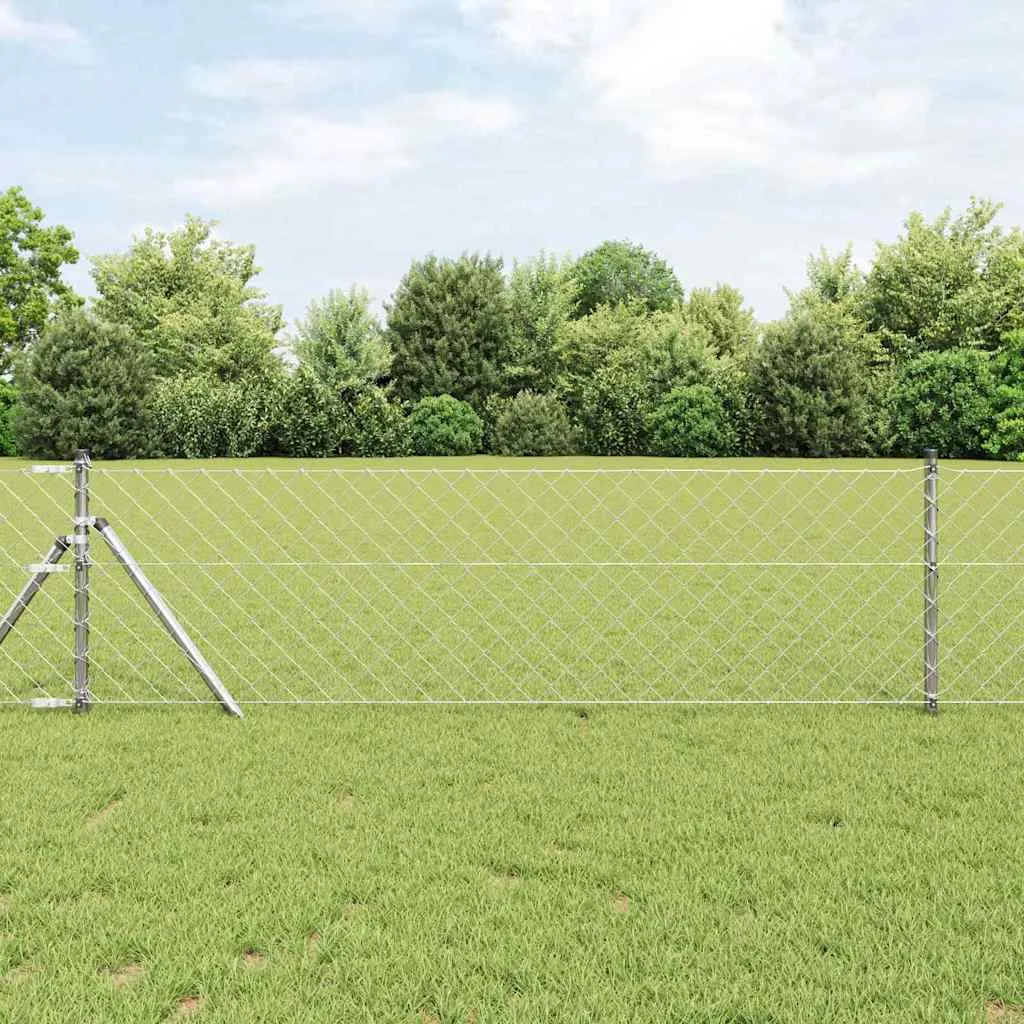 Zaunpfosten Set aus Stahl 1000 x 3,2 x 80 cm Silber