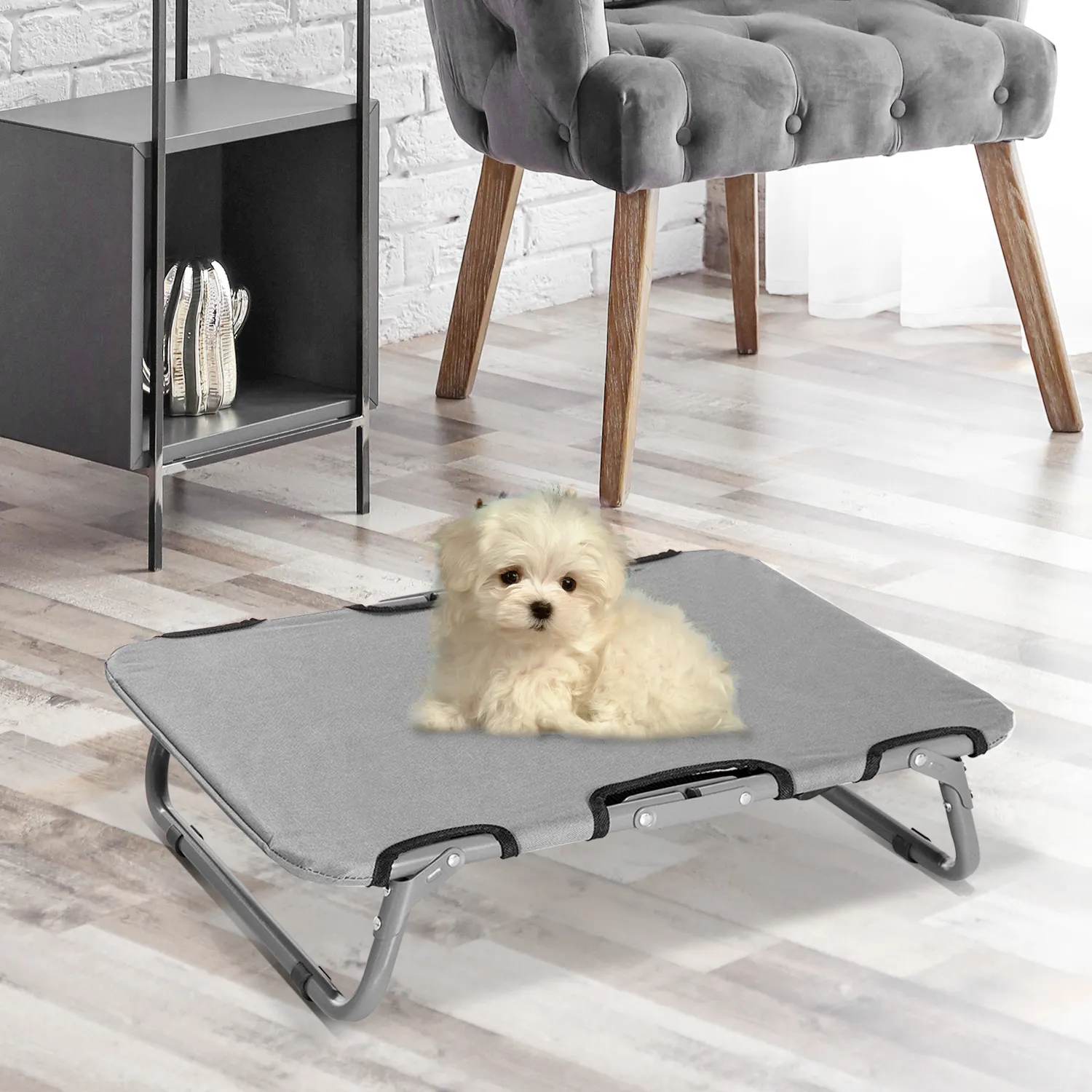 Hundeliege klappbar für kleine Hunde, 600D Oxford, 59x46x15 cm, Grau
