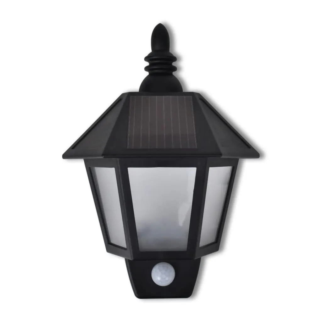 Solar-Wandleuchte Schwarz mit Bewegungssensor und 3 LEDs
