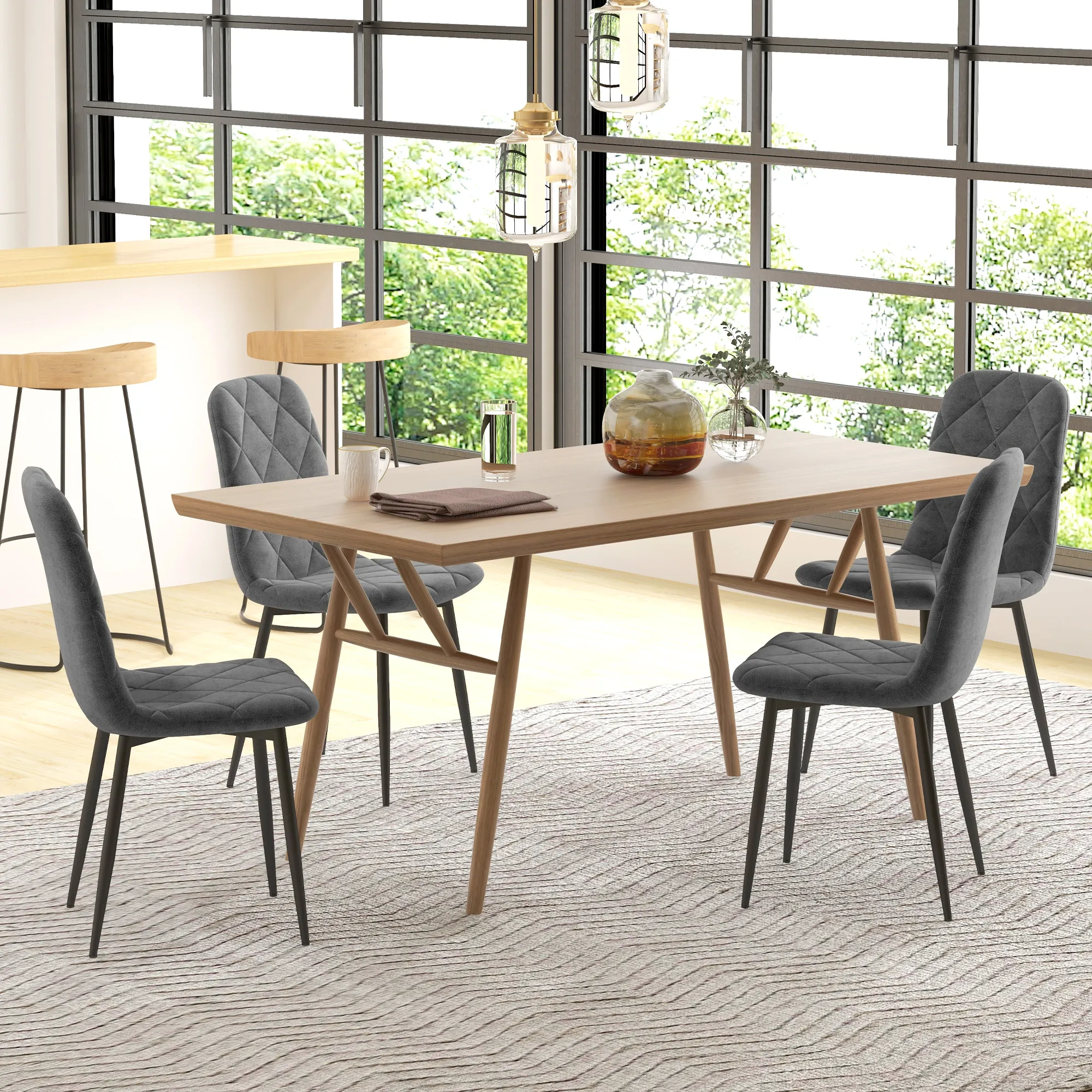 Esszimmerstuhl Set 4-teilig Grau 45B x 54T x 87H cm