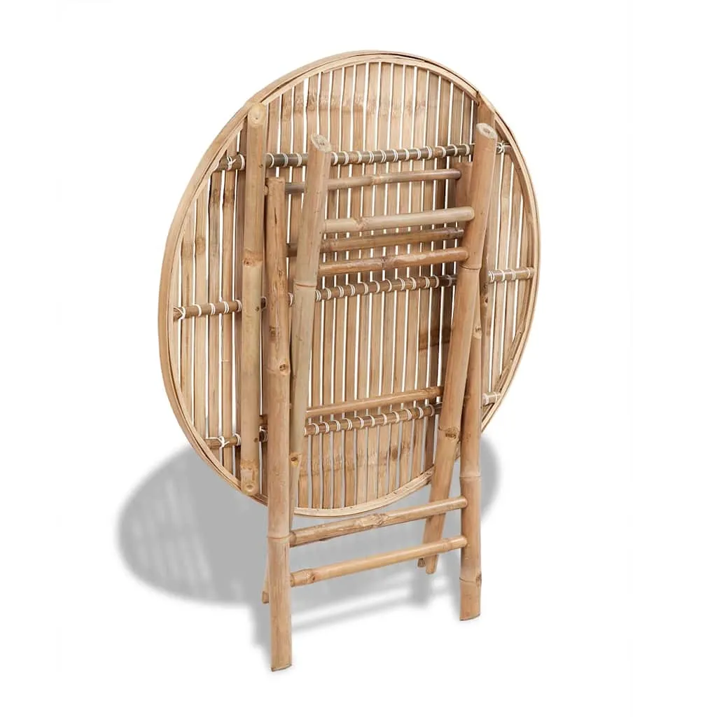 Gartenmöbel-Set Bambus klappbar Tisch 80x70 cm Stühle 50x42x92 cm