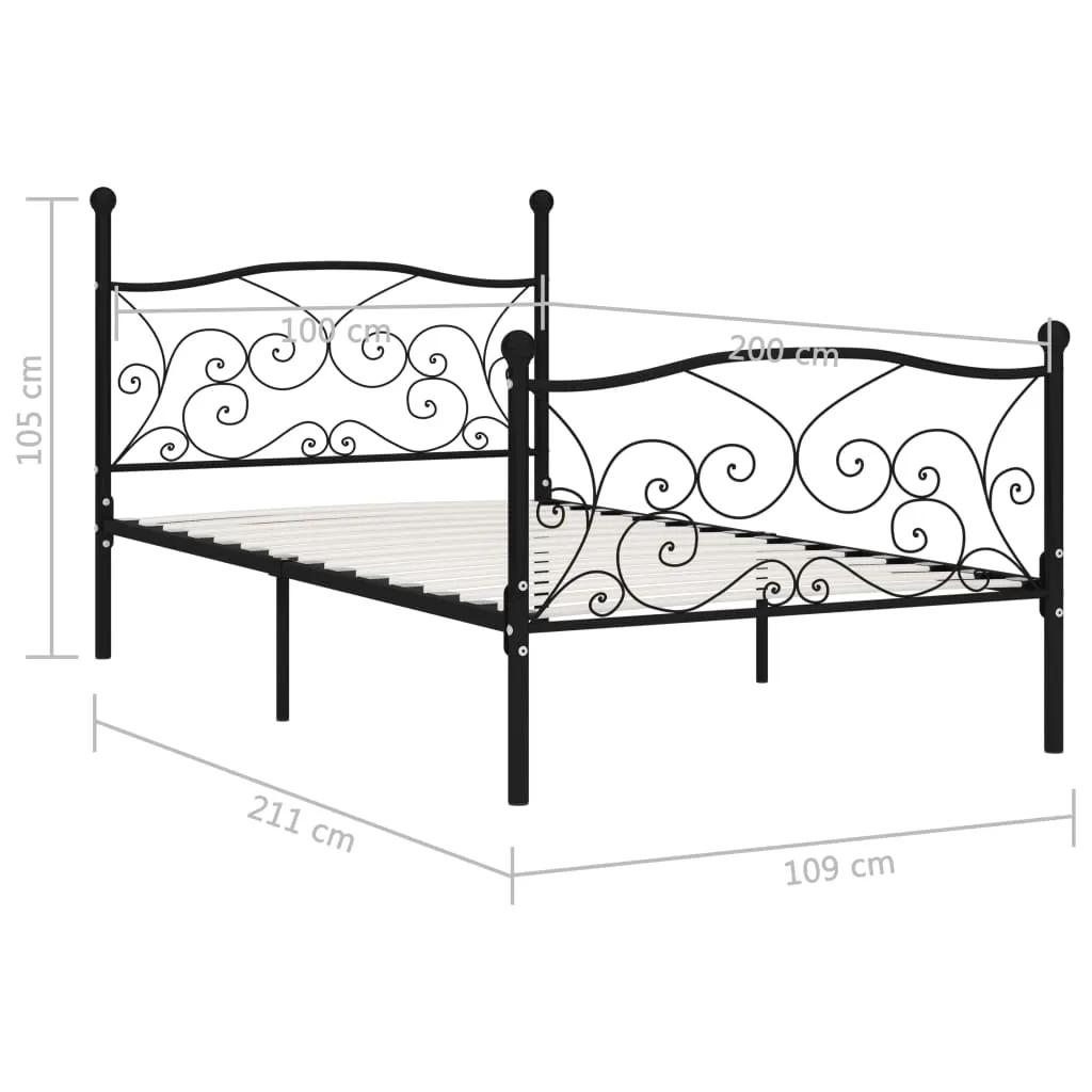 Metallbettgestell Schwarz 211x109x105 cm mit Lattenrost