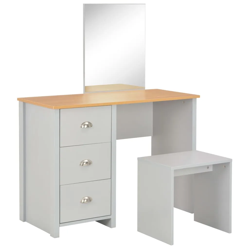 Moderner Schminktisch 104x45x131 cm in Grau und Naturholz