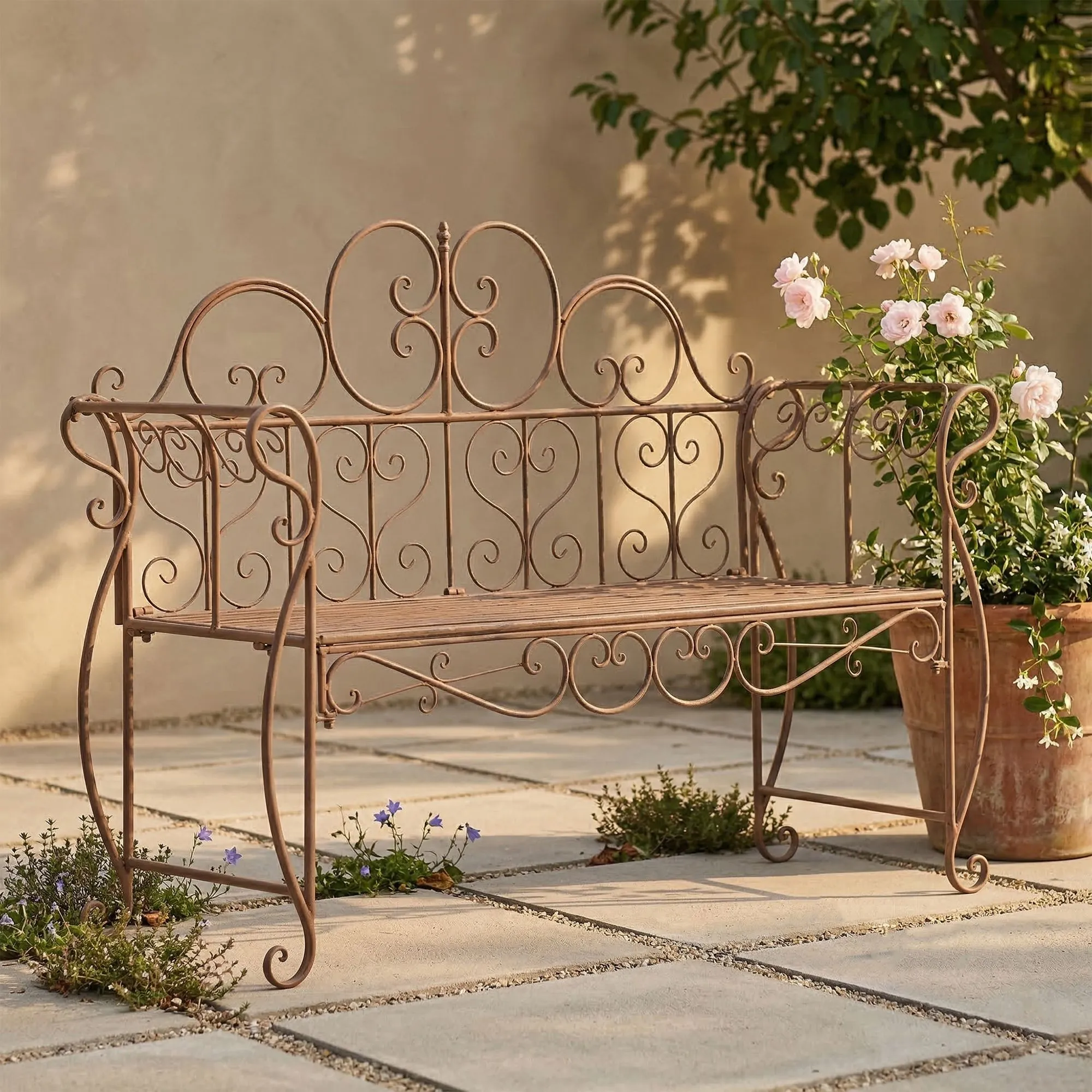 Gartenbank Minna 128x46x94 cm antik braun