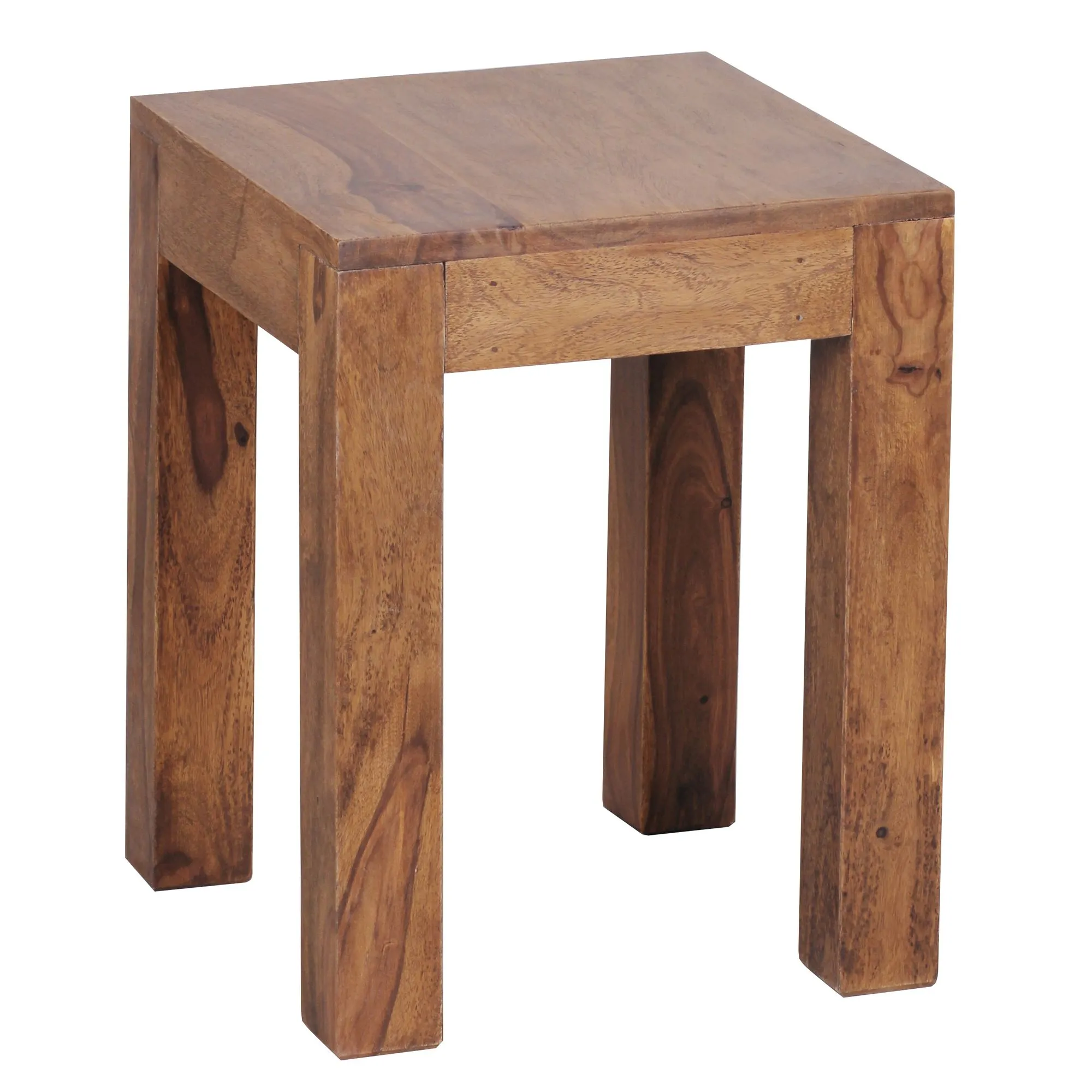 tinkaro Beistelltisch eckig DENISE Massiv-Holz Sheesham Wohnzimmer-Tisch Braun