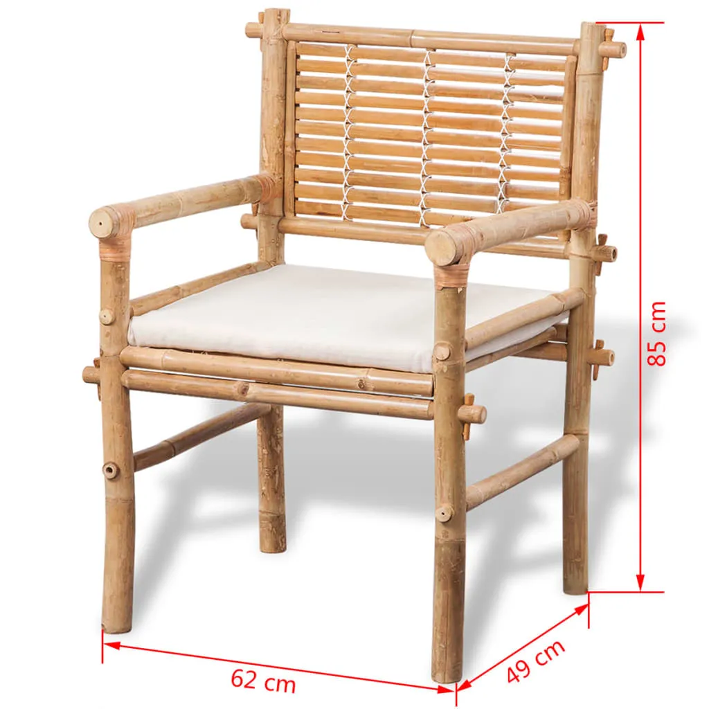 Tisch- und Stuhl-Set Bambus 50x40x50 cm Weiß mit Sitzkissen