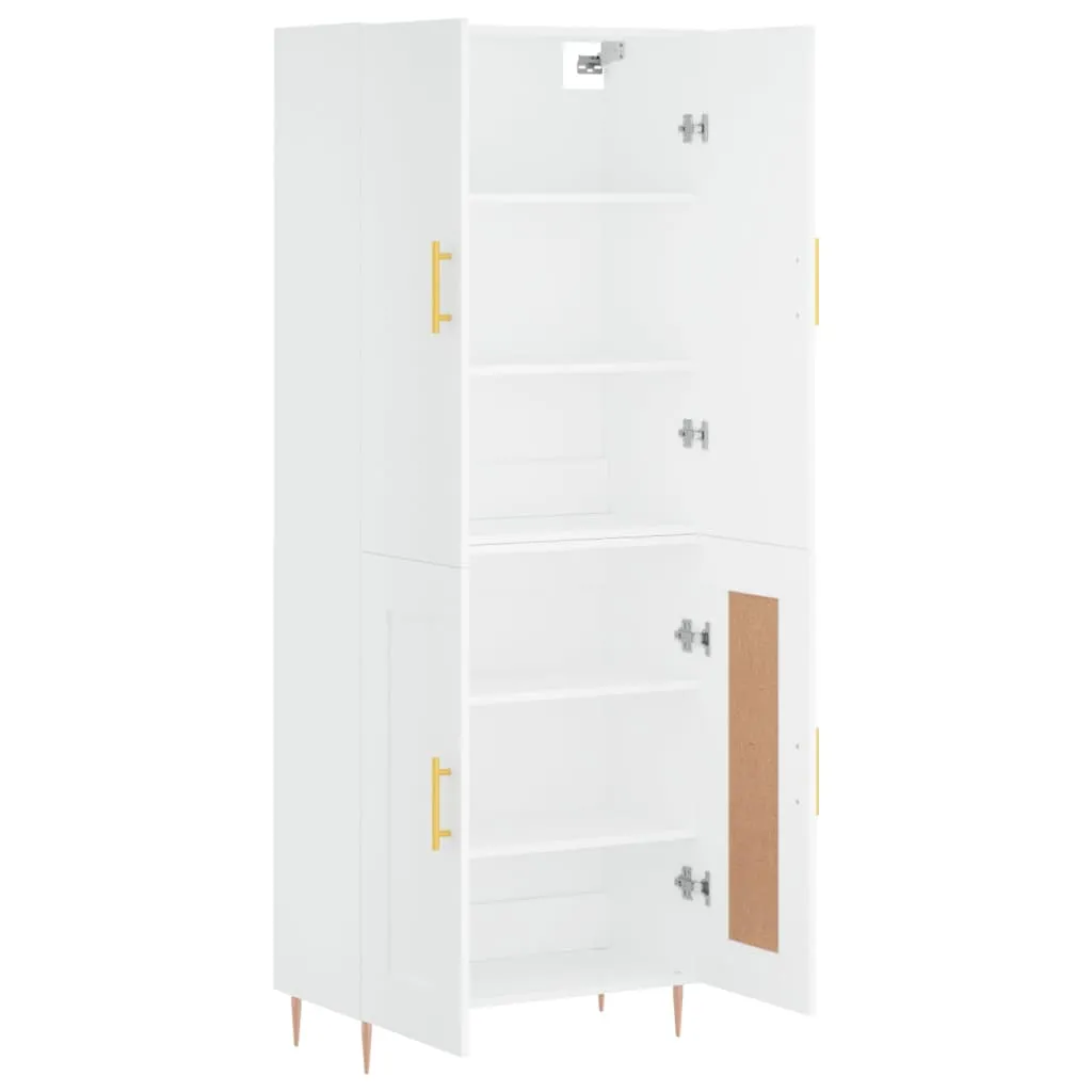 Weißes Highboard aus Holzwerkstoff und Metall 69,5 x 34 x 180 cm