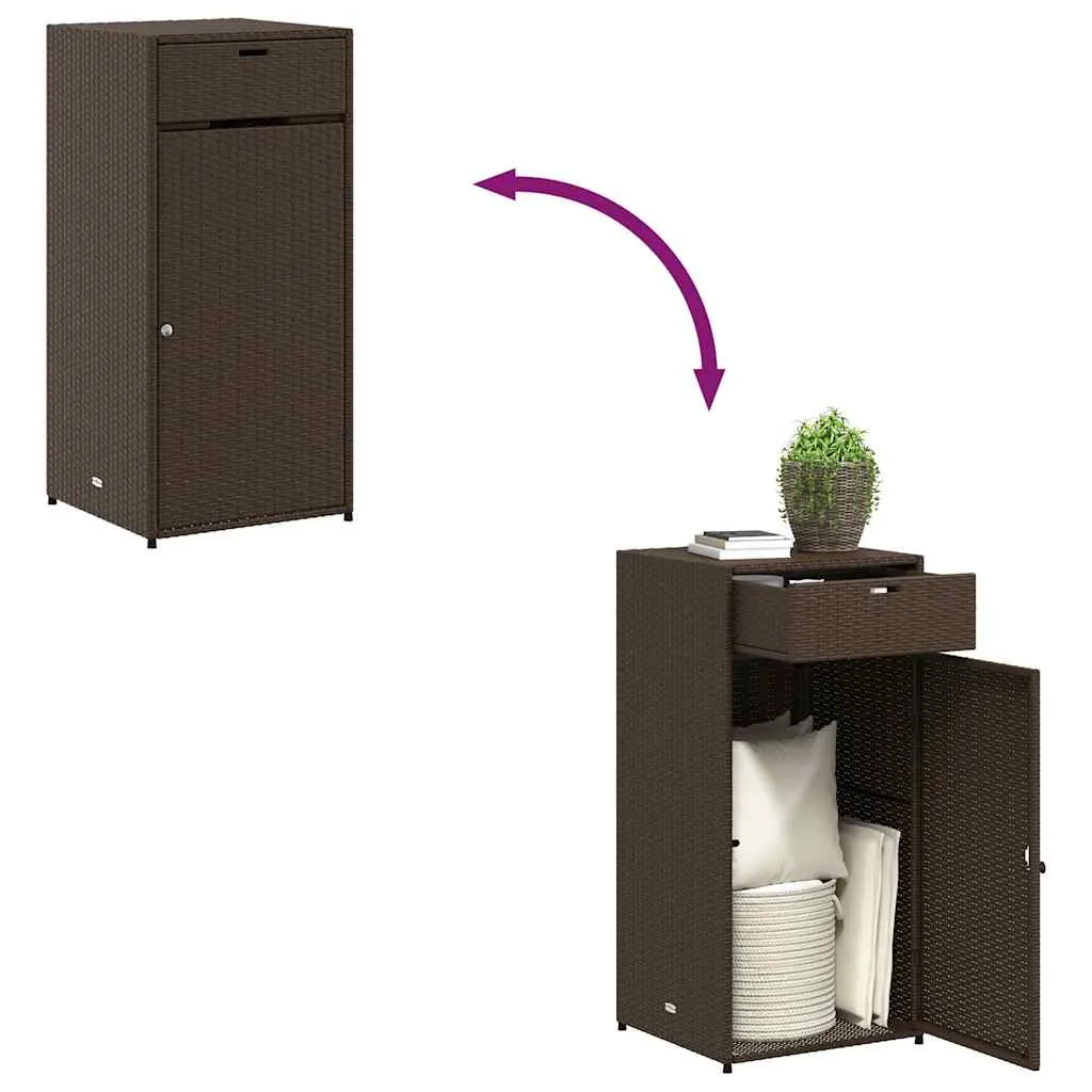 Gartenschrank Braun 55x55x111 cm Poly Rattan