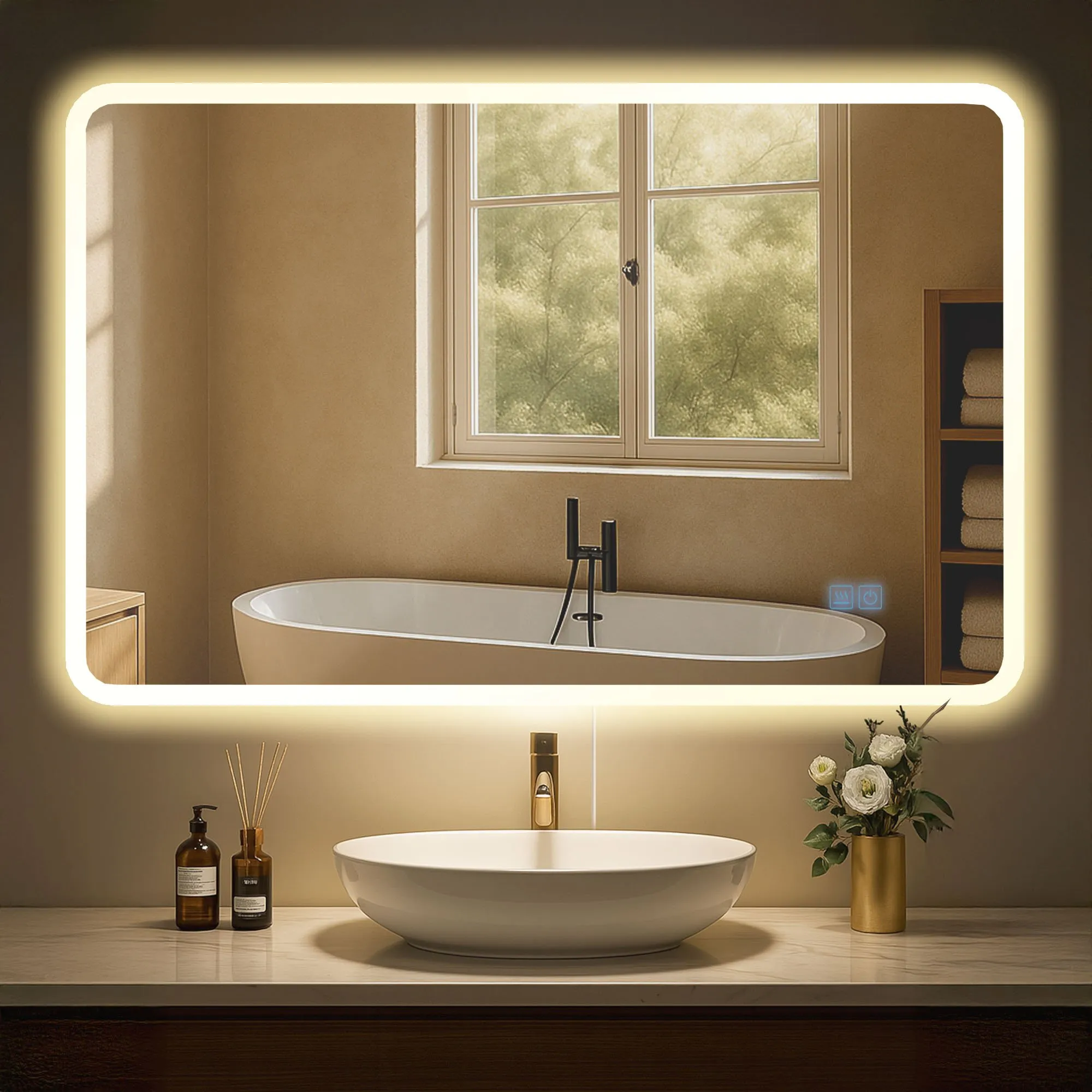 Badspiegel Jericho LED 100x70 cm Klarglas
