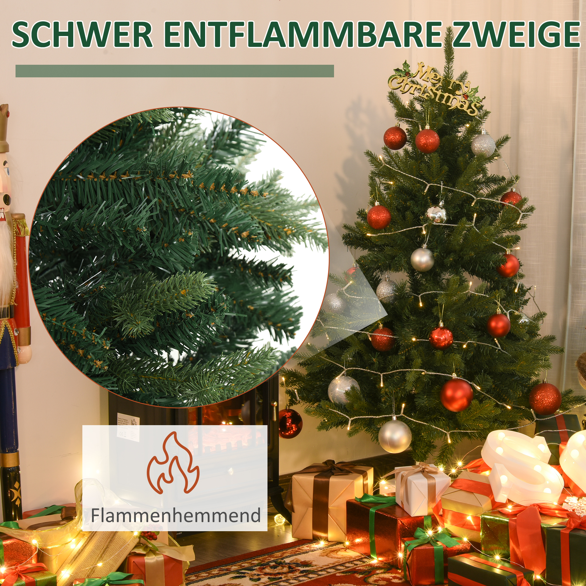 Weihnachtsbaum Christbaum Kunsttanne, 1,2 m, inkl. Ständer, Ø85 cm x 120 cm, Grün