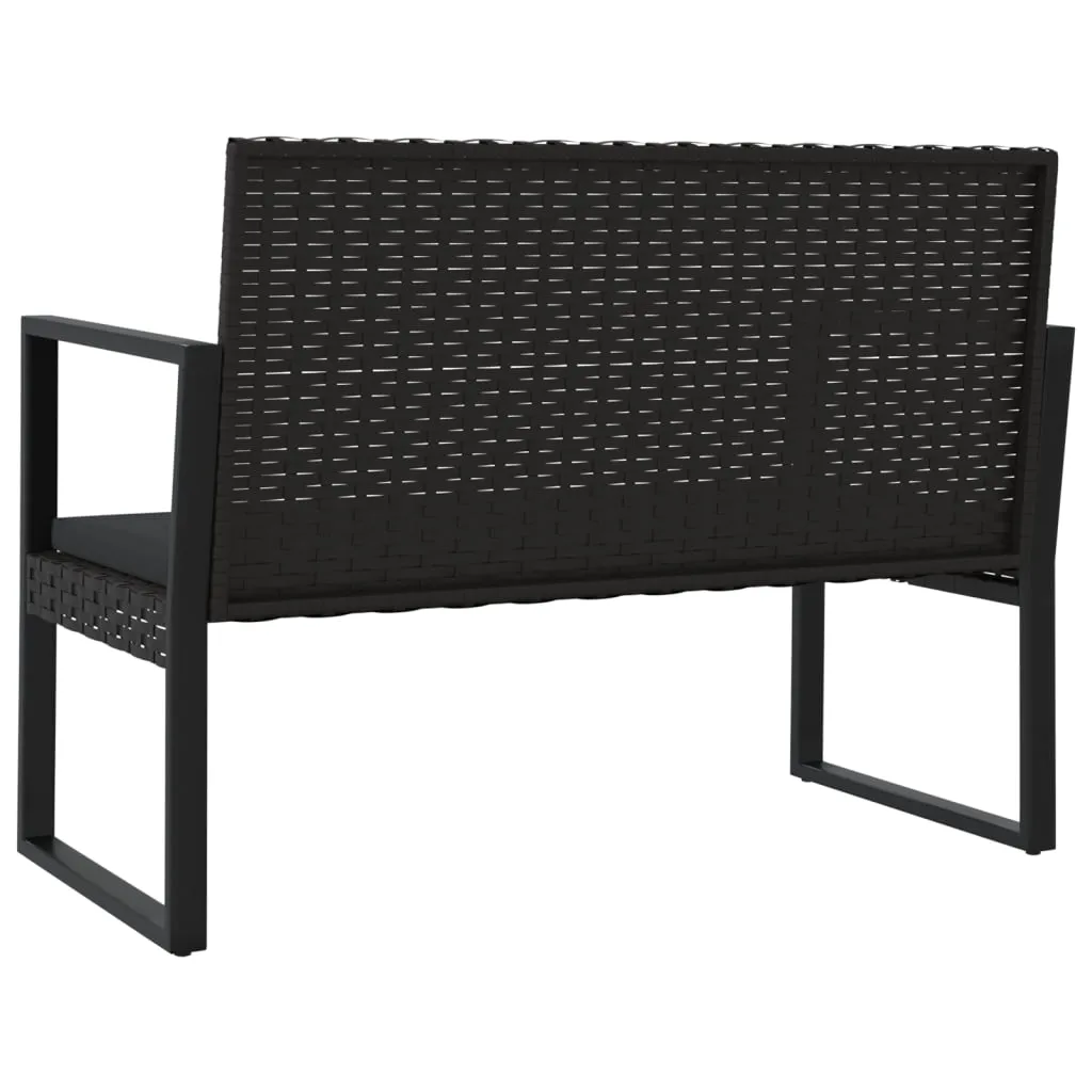 Gartenbank Schwarz 106 x 57 x 74,5 cm mit PE-Rattan und Stahlrahmen