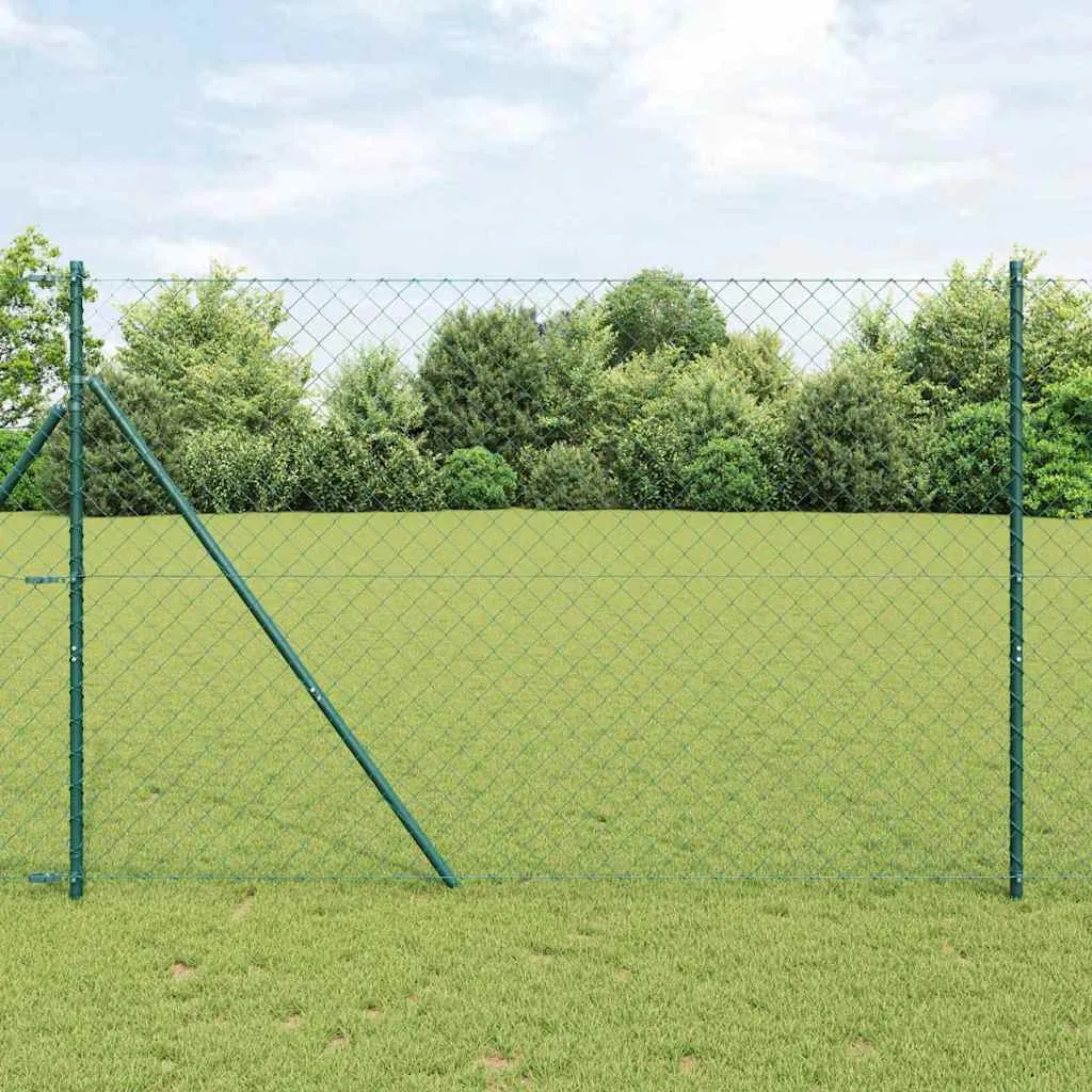 Zaunpfosten-Set aus Stahl Grün 2500 x 3,2 x 150 cm