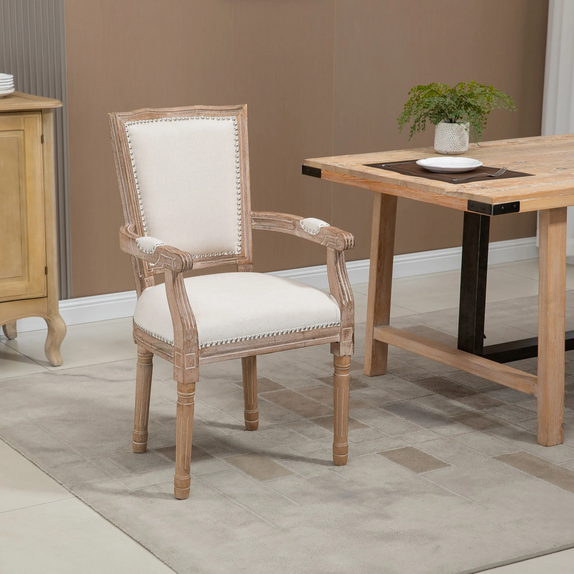 Esszimmerstuhl Cremeweiß/Natur 54,5L x 59B x 96H cm