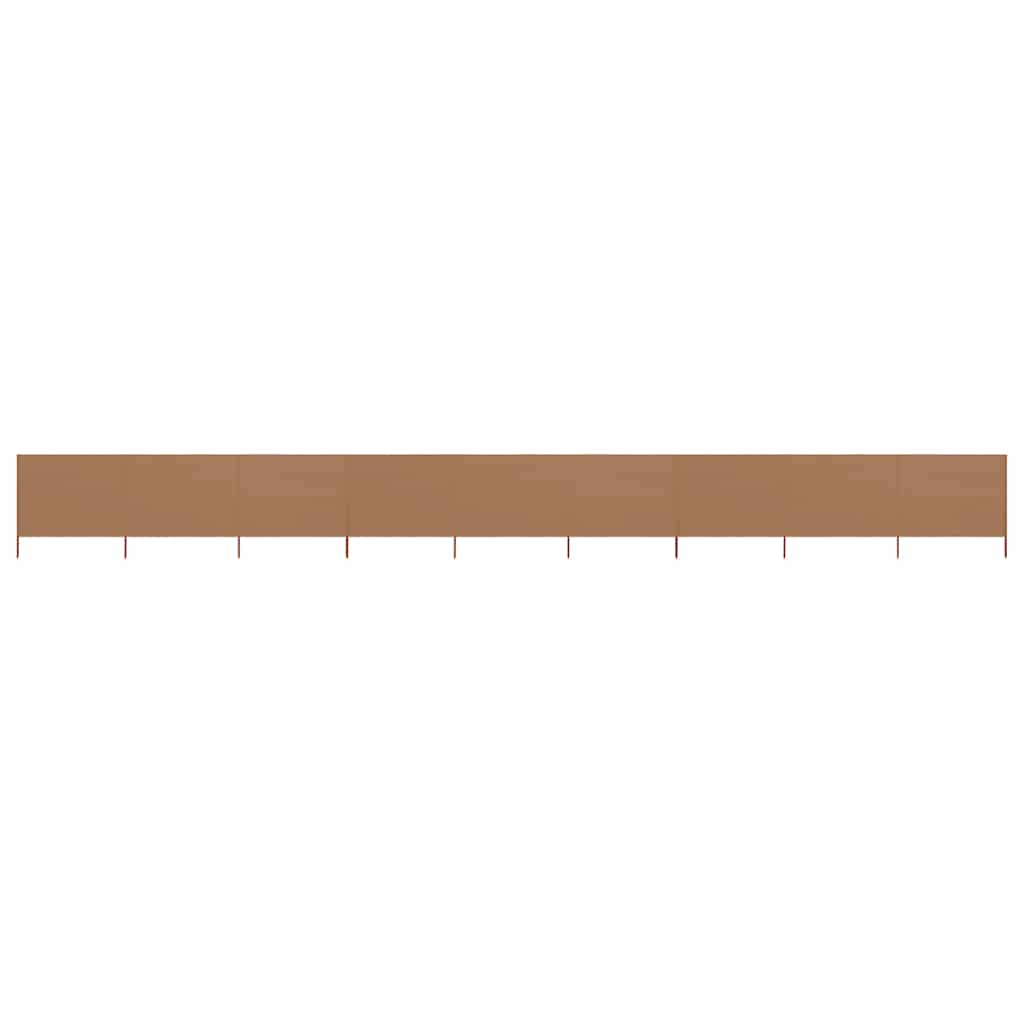 9-teiliger faltbarer Windschutz 1200x160 cm Taupe mit Massivholzpfählen