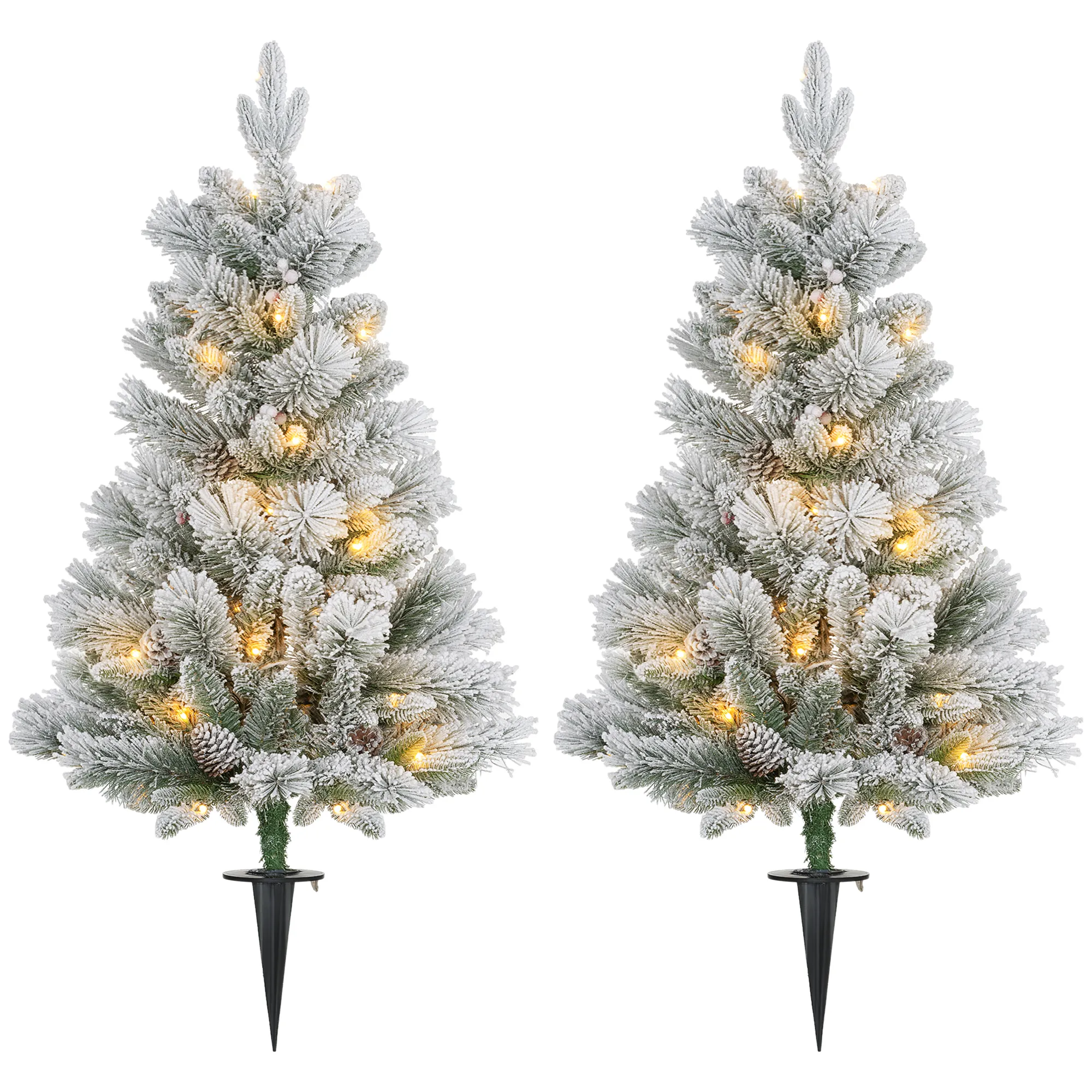 Weihnachtsbaum-Set 2er-Set 107 cm mit LED-Beleuchtung Grün/Weiß