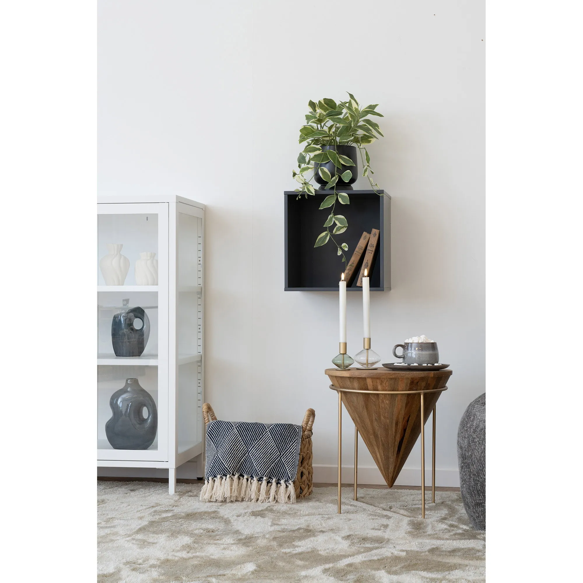 tinkaro Horne Wandregal lackiertes Holz 34x30x34 cm Dunkelgrau