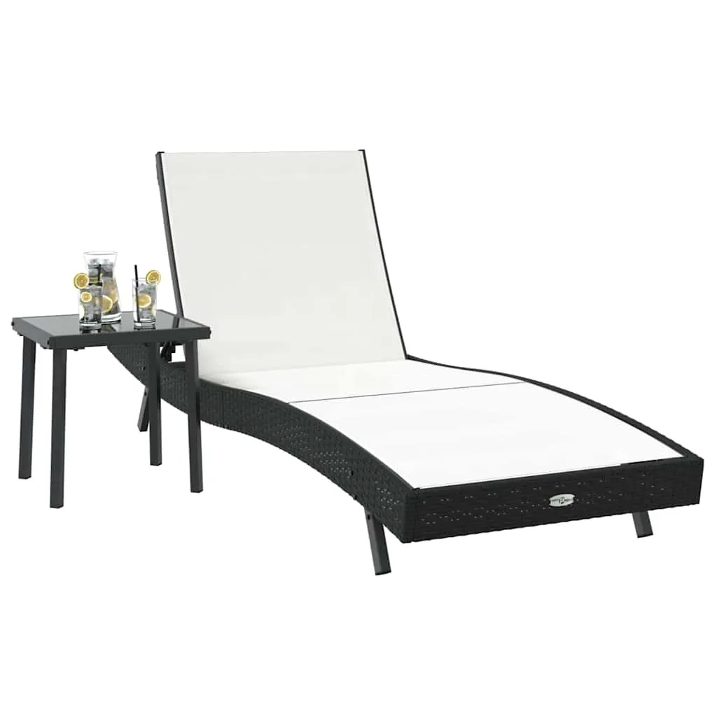 Sonnenliege mit Tisch 197x70x82 cm Schwarz und Weiß