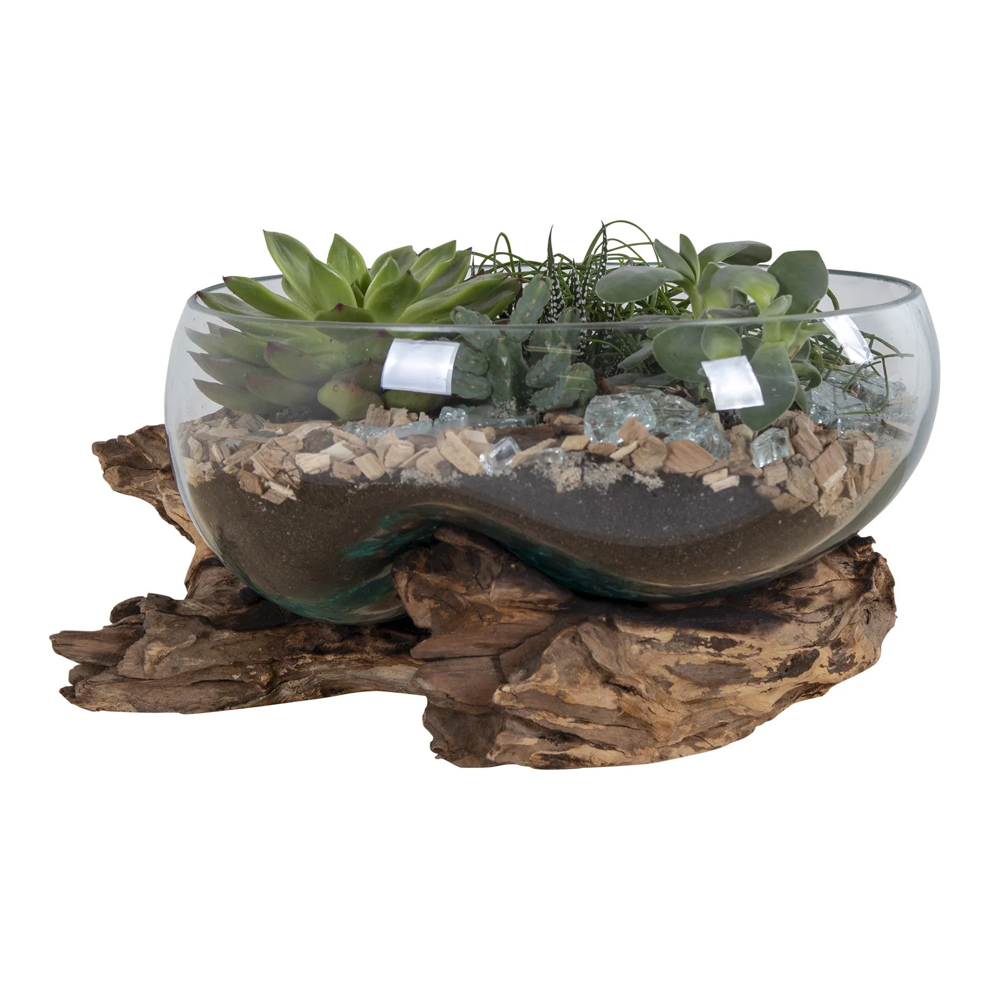 tinkaro Wasserspender San Marino Teakholz, Glas, Stahl Natur