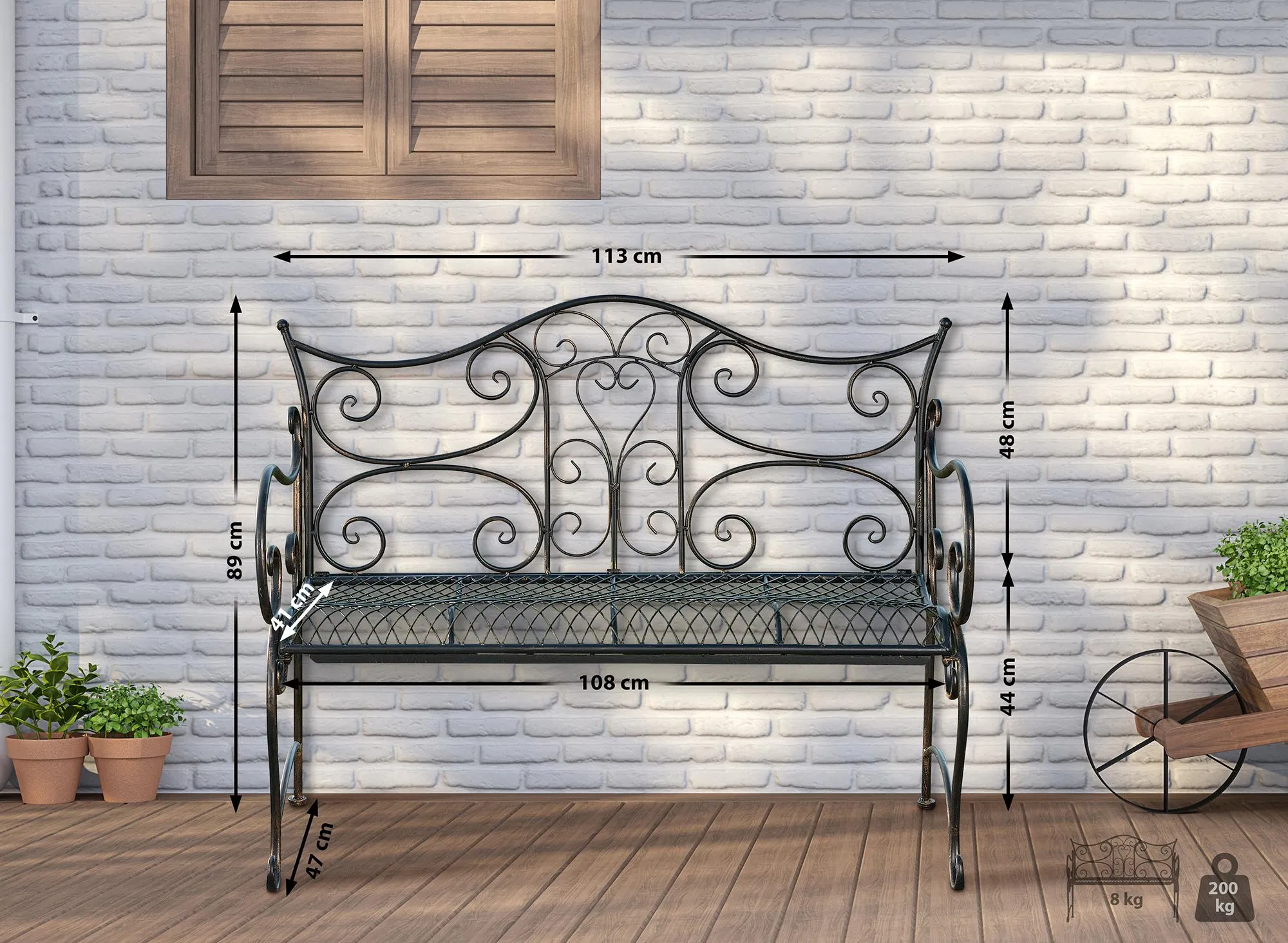 Gartenbank Tara 113x47x89 cm Bronze