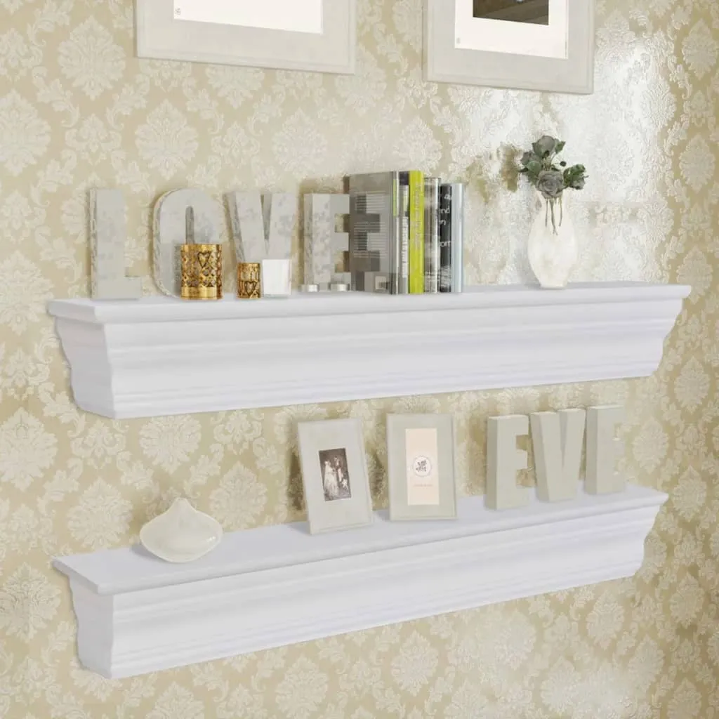 Wandregale Barockstil 61x9,5x9 cm Weiß MDF 2er-Set