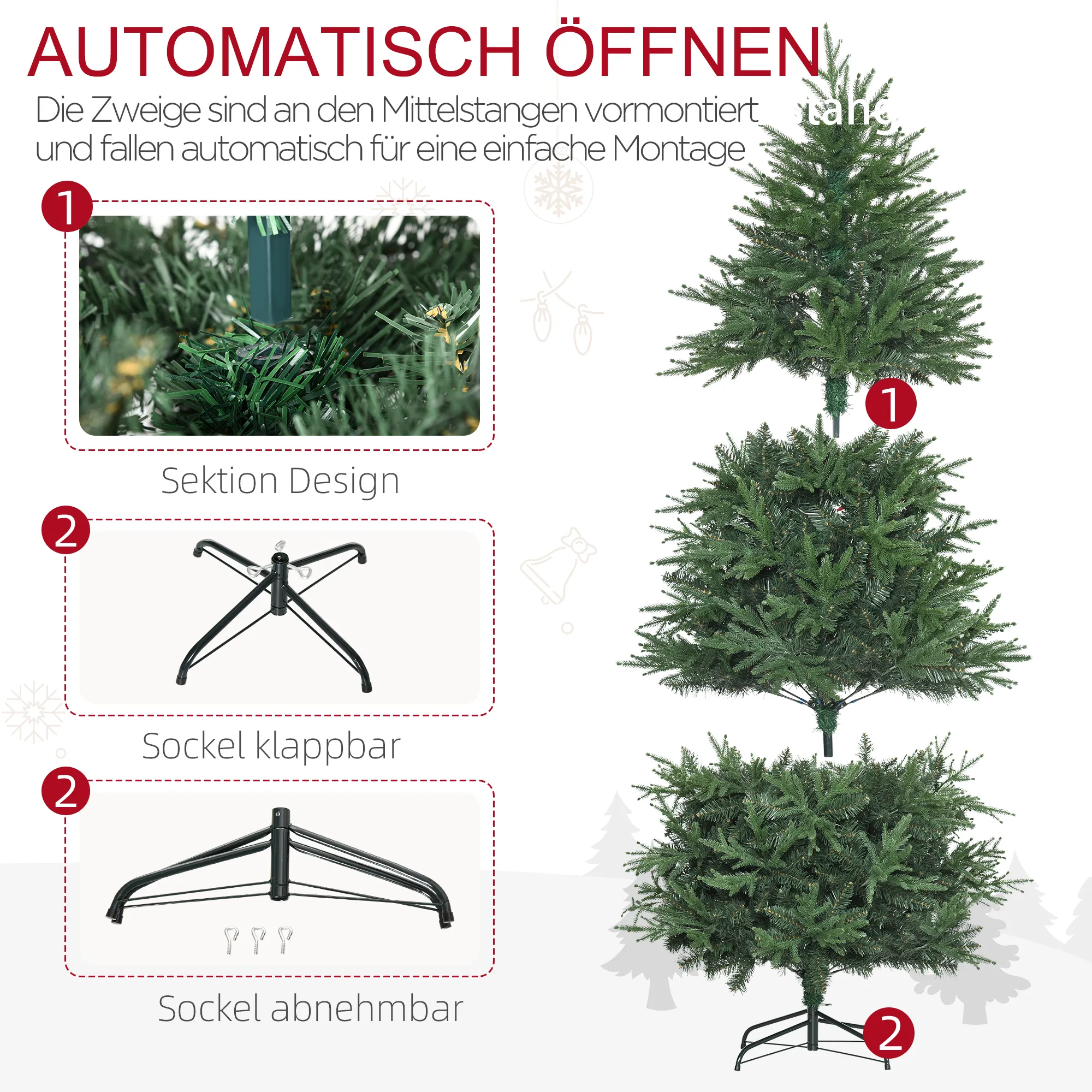 Kunsttanne Weihnachtsbaum realistisch PVC/PE, 180 cm, Grün