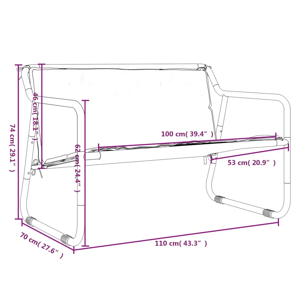 2-Sitzer Gartenbank Anthrazit 110x70x74 cm mit Textilene und Stahlrahmen