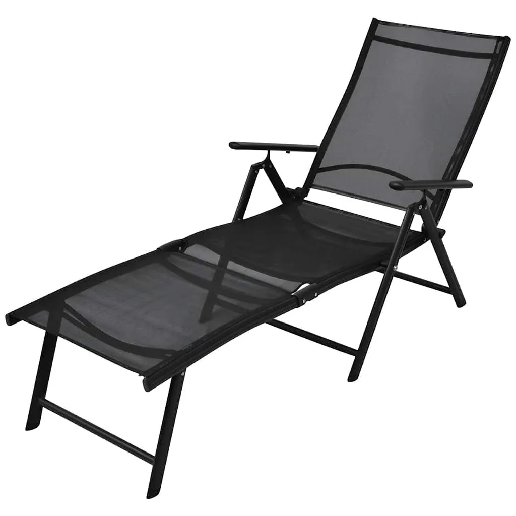 Klappbare Gartenliege Aluminium Textilene 178x63,5x96 cm Schwarz