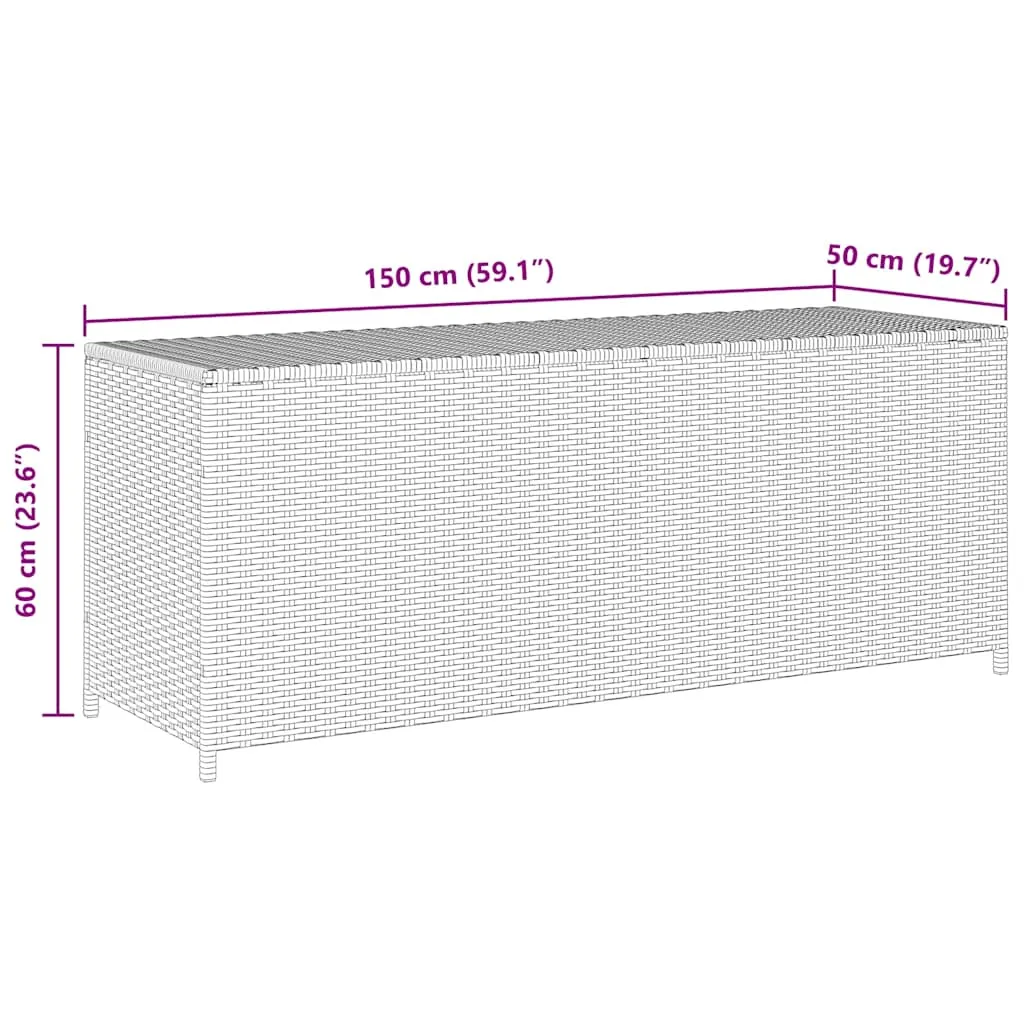 Gartenbox Schwarz 150 x 50 x 60 cm aus Poly-Rattan