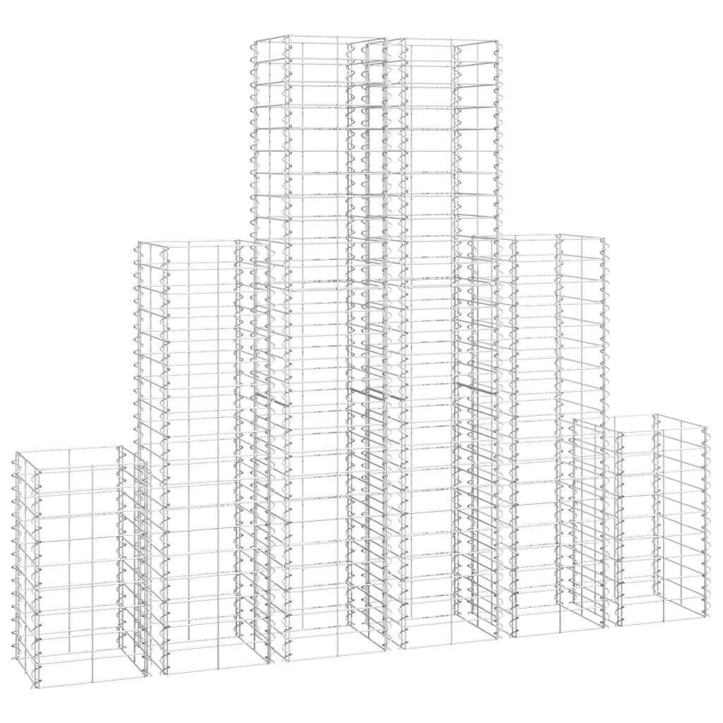 Gabionenkorb-Set verzinkter Stahl 25x25x50/100/150 cm, 6-teilig