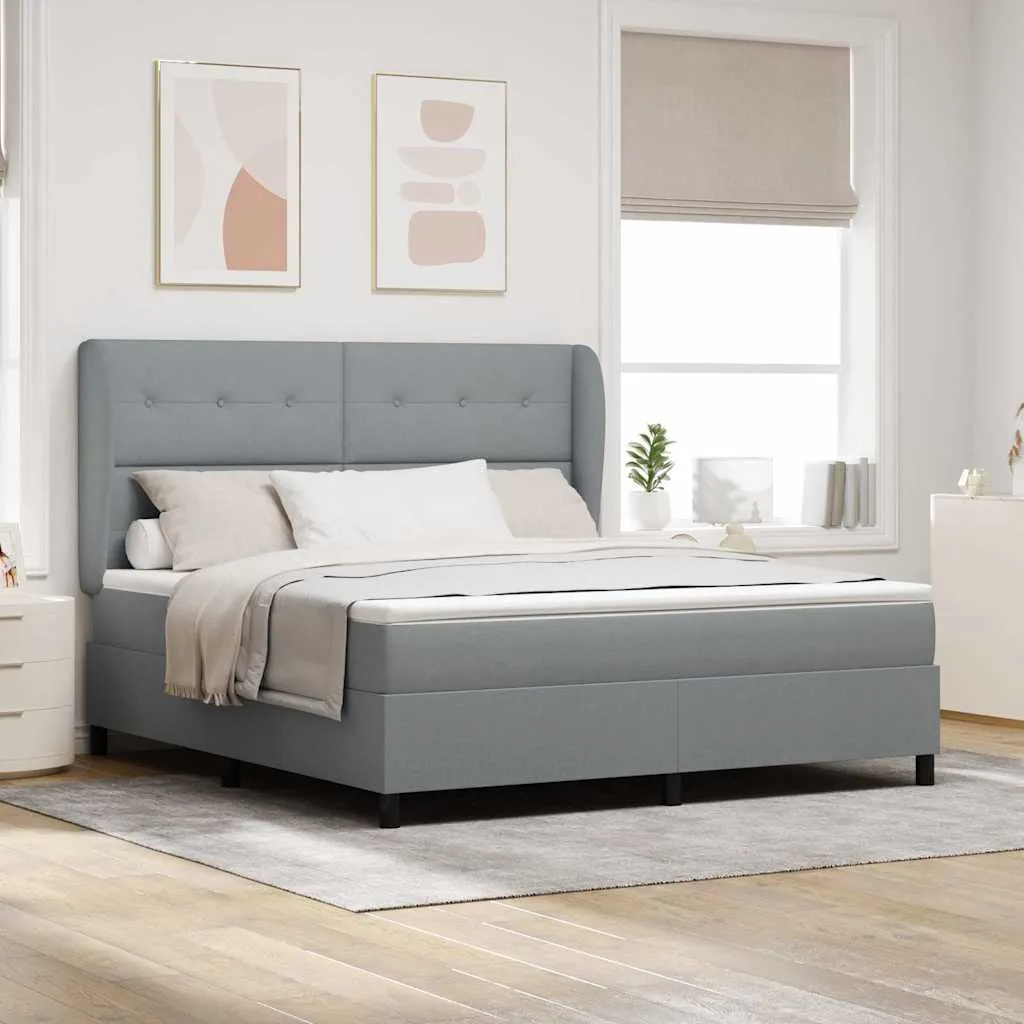 Boxspringbett Hellgrau 180x200 cm mit Matratze und Topper