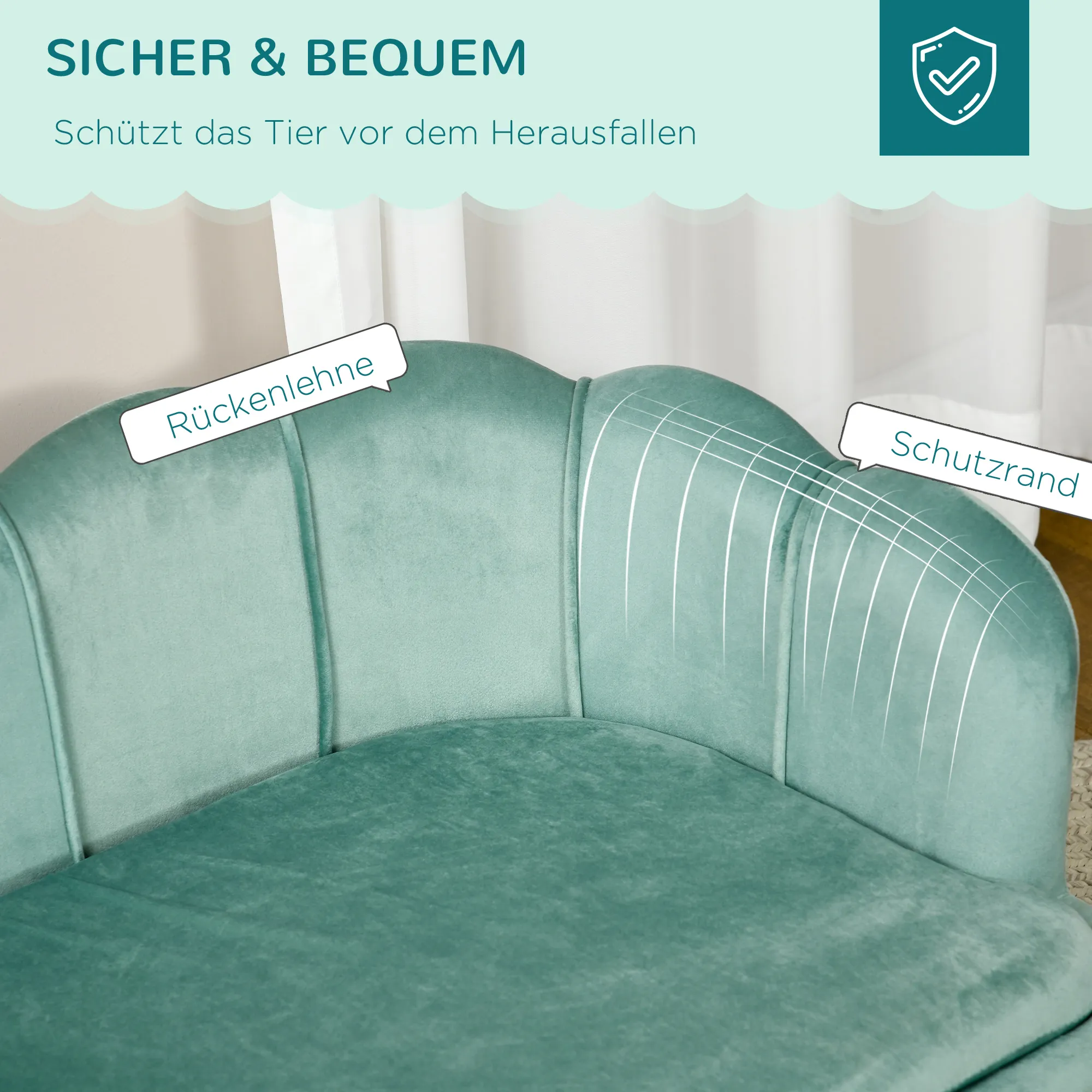 Hundesofa für Hunde bis 25 kg aus Birkenholz, Grün