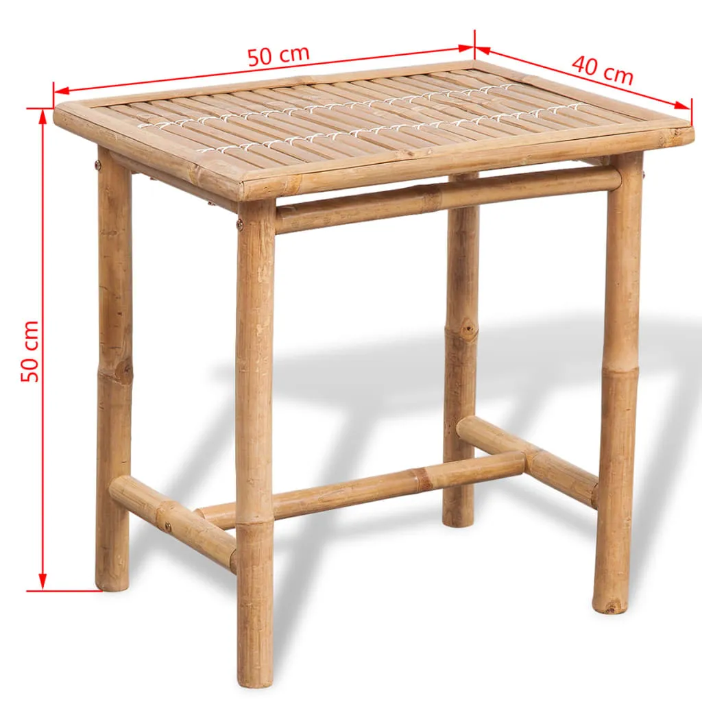 Tisch- und Stuhl-Set Bambus 50x40x50 cm Weiß mit Sitzkissen
