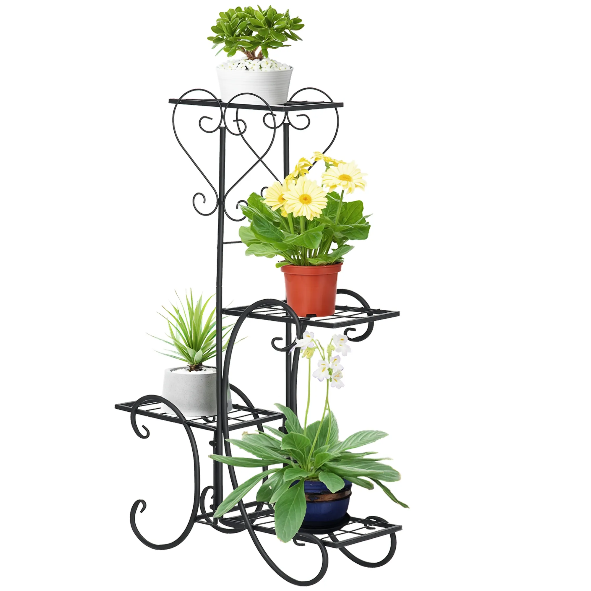 Pflanzenregal Schwarz 45L x 24,5B x 80H cm mit 4 Stufen