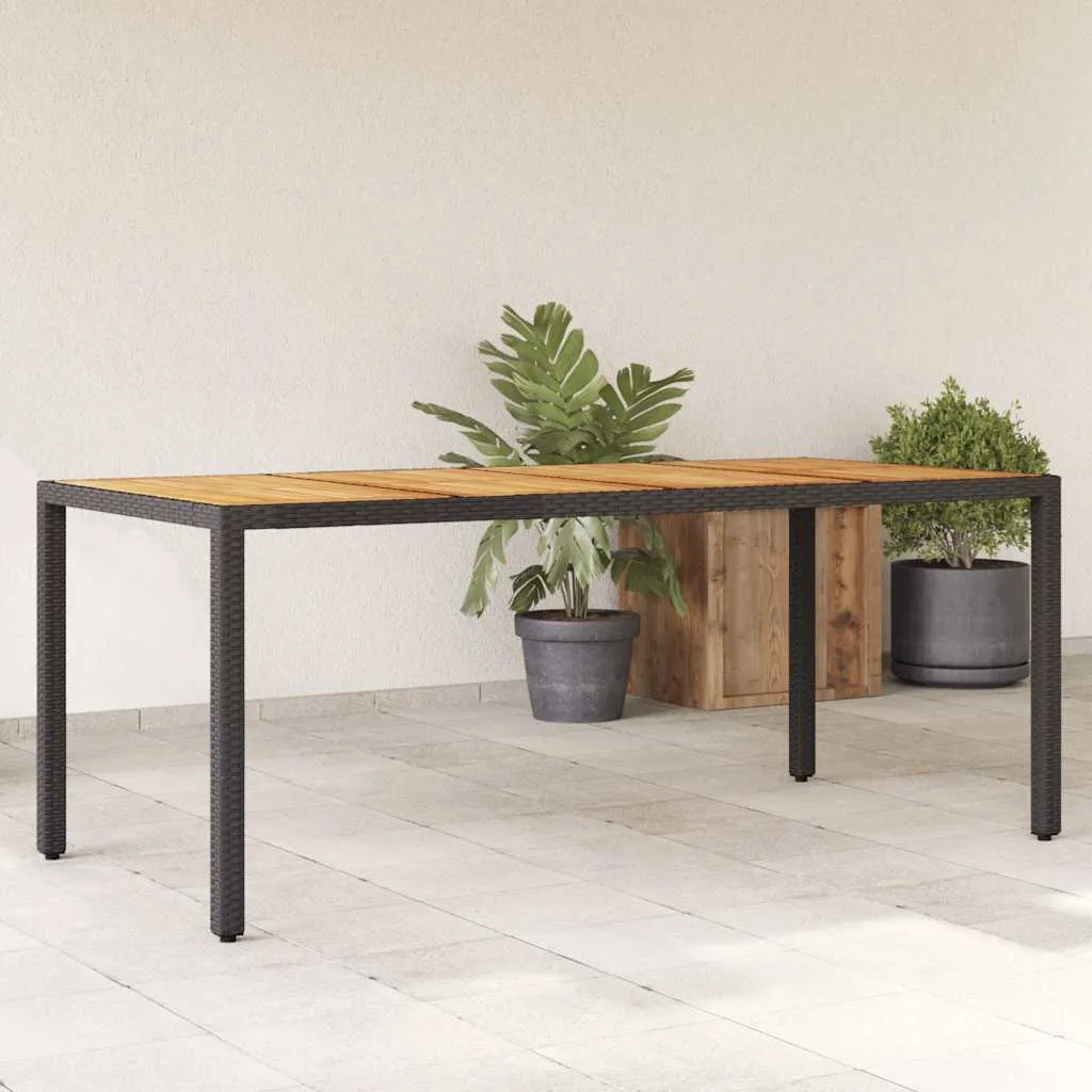 Gartentisch mit Echtholz-Tischplatte 190x90x75 cm Schwarz