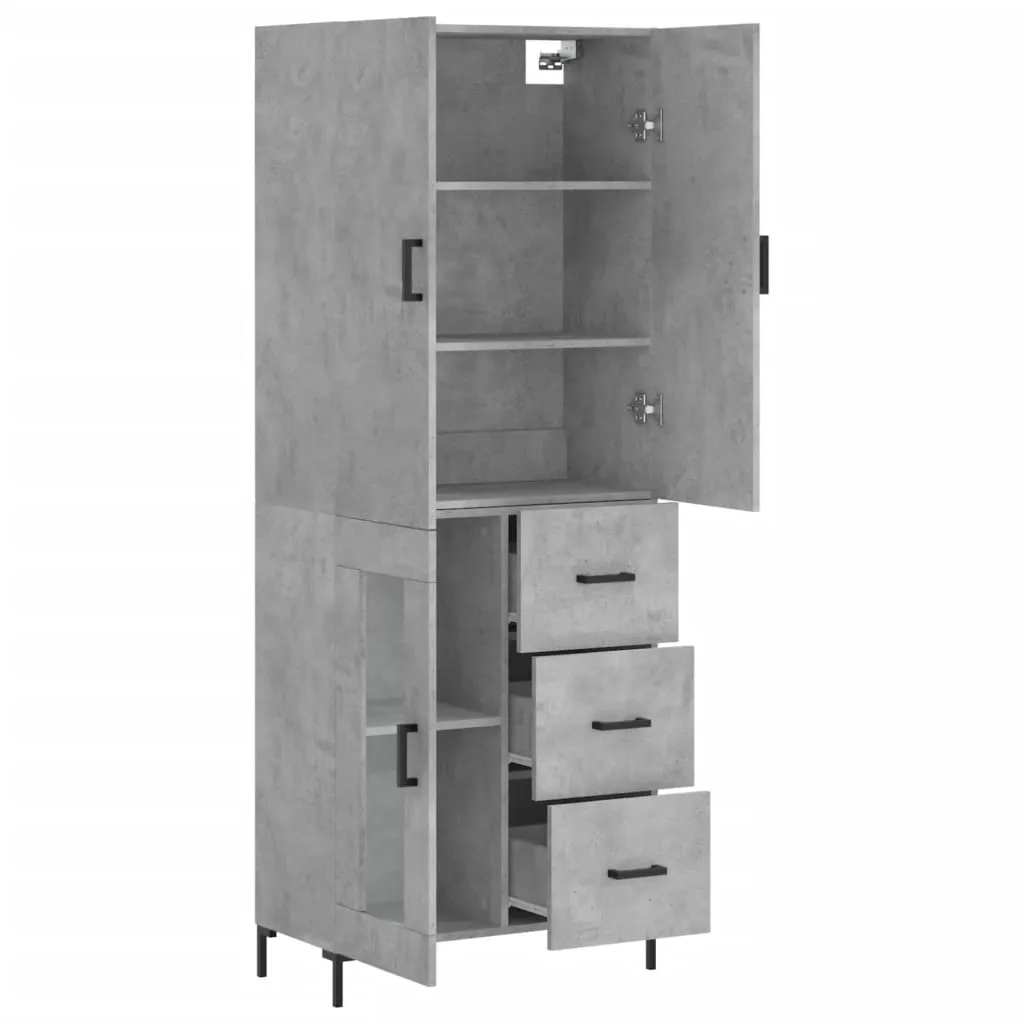 Highboard mit Sideboard 69,5x34x180 cm Betongrau aus Holzwerkstoff und Metall