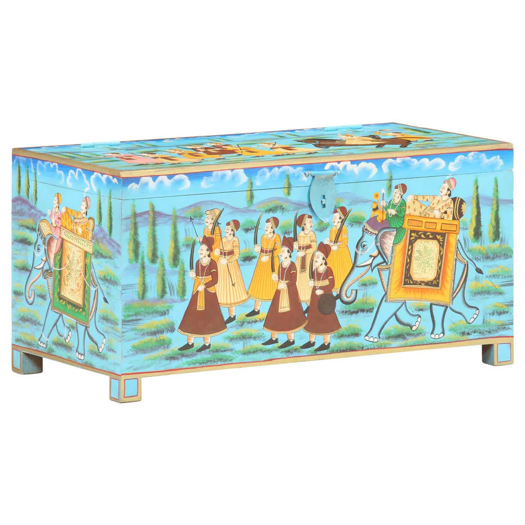 Handbemalte Aufbewahrungsbox 80x40x40 cm Mango Massivholz