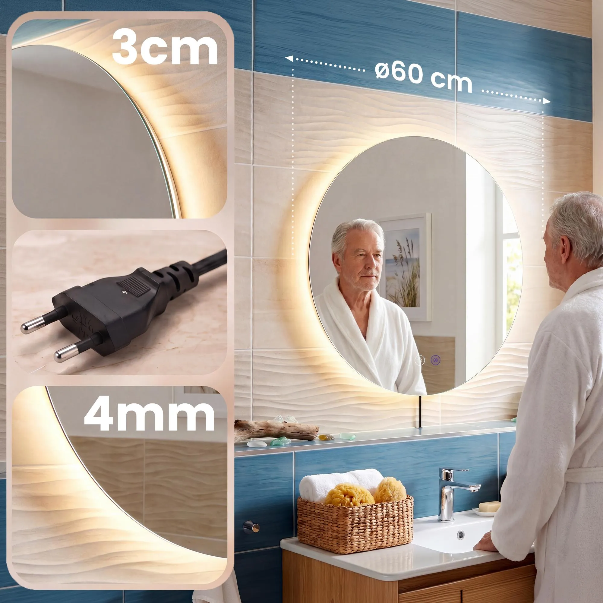 Badspiegel Vendula 60x60 cm Klarglas