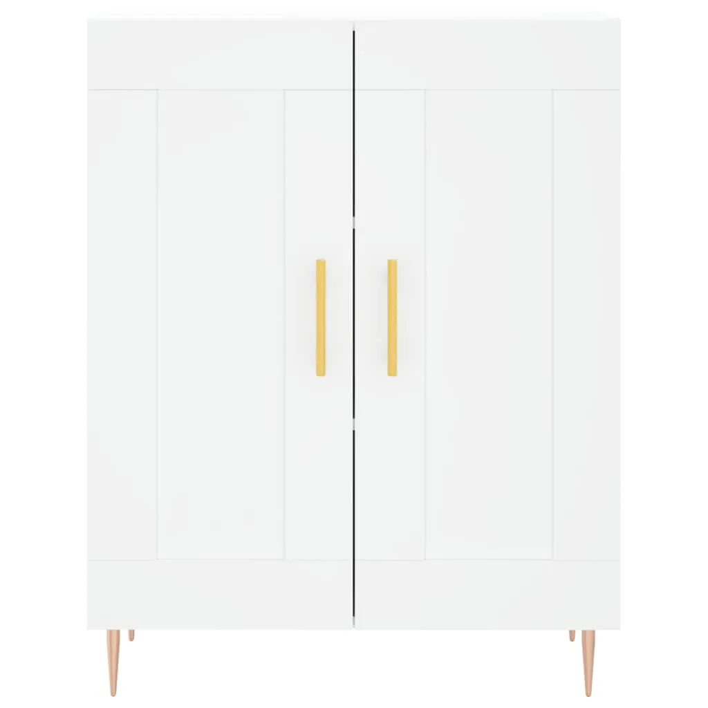 Weißes Highboard aus Holzwerkstoff und Metall 69,5 x 34 x 180 cm
