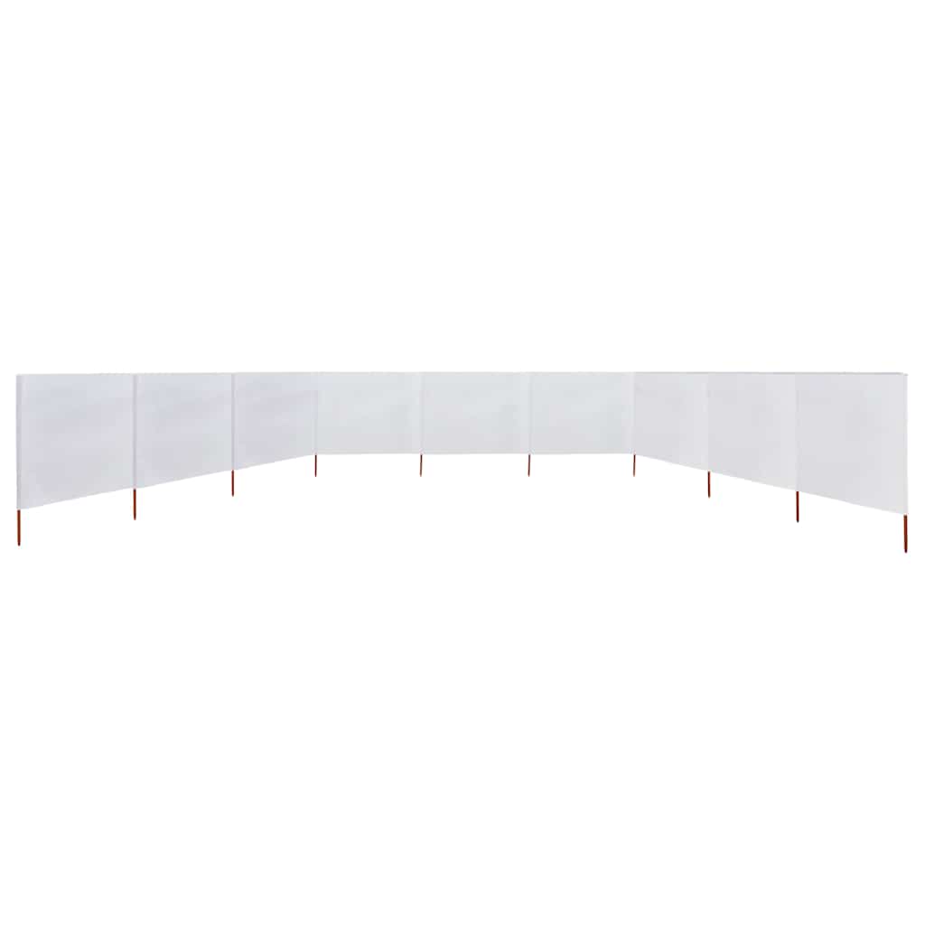 9-teiliger faltbarer Windschutz 1200x160 cm Sandweiß mit Massivholzpfählen