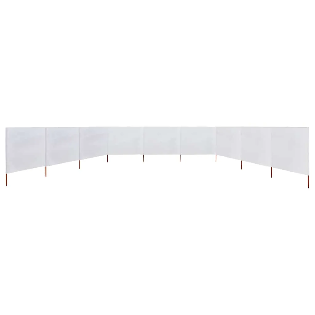 9-teiliger faltbarer Windschutz 1200x160 cm Sandweiß mit Massivholzpfählen