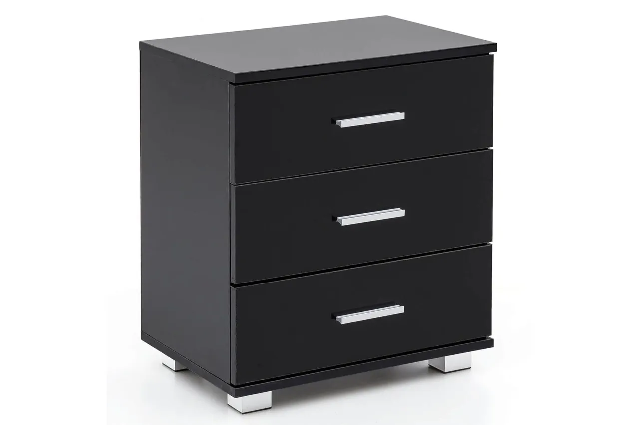 tinkaro Nachtkonsole eckig GUNNAR Holz Nachttisch Schwarz